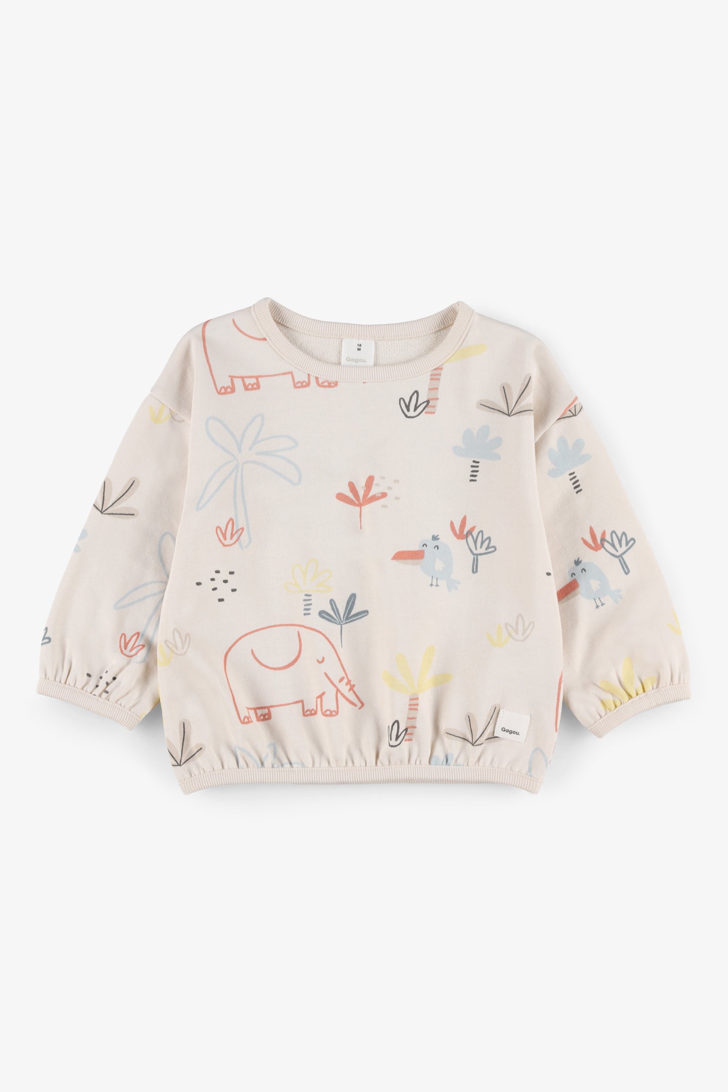 Chandail col rond coton ouaté, 2T-3T - Bébé fille && BLANC MULTI