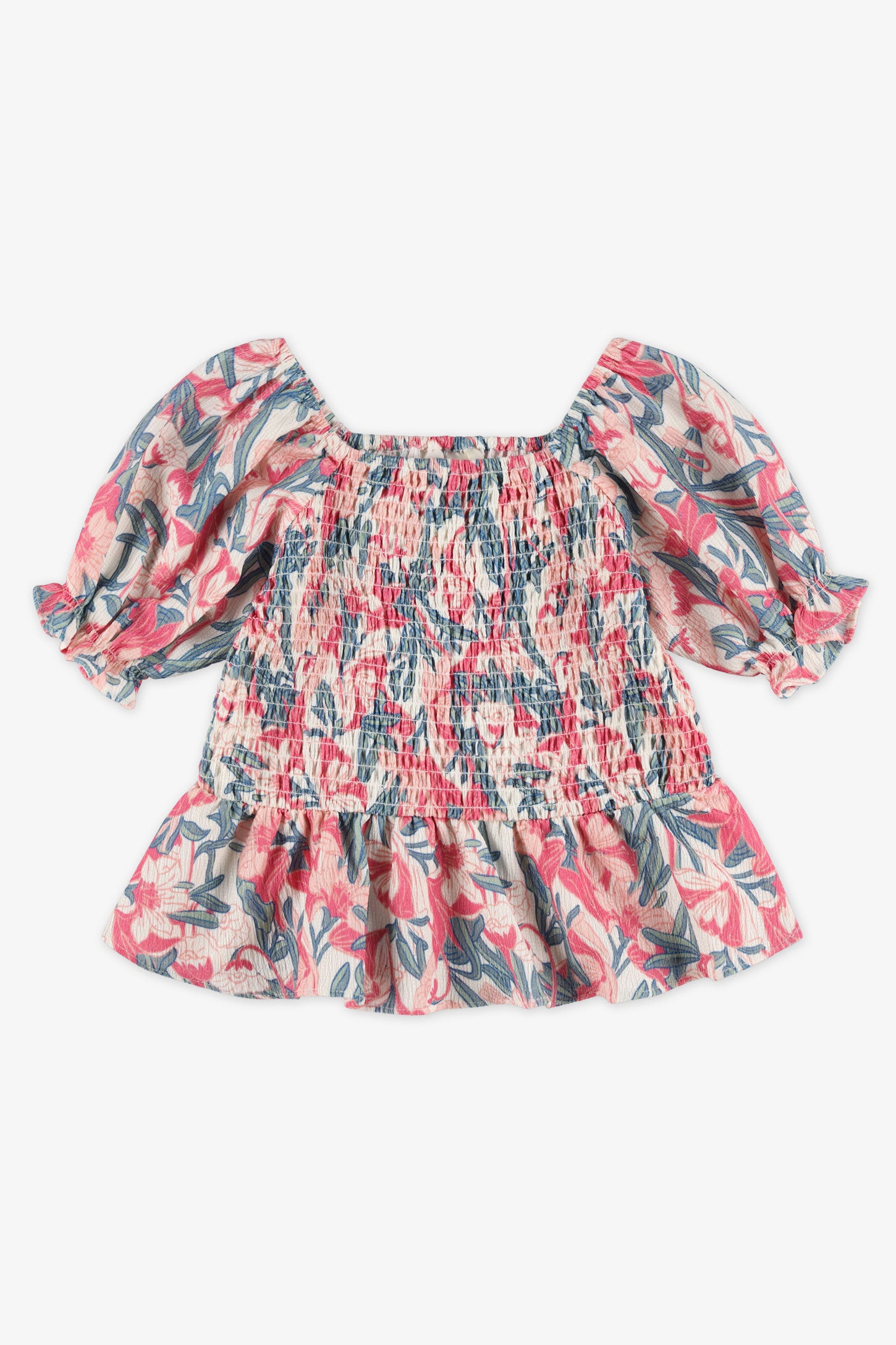 Chandail nid d'abeille à volants - Enfant fille && BLANC MULTI