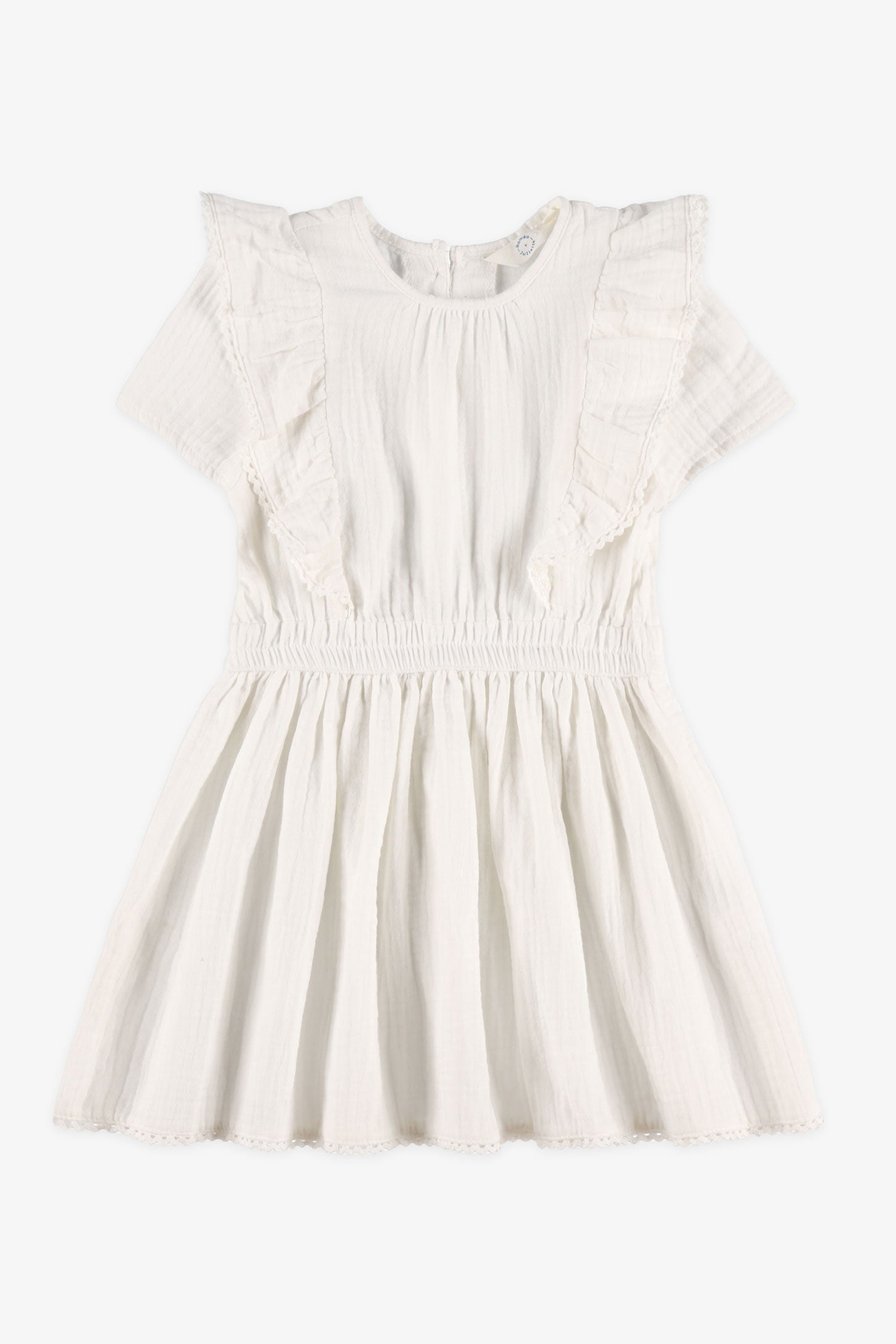 Robe à volants en mousseline - Enfant fille && BLANC
