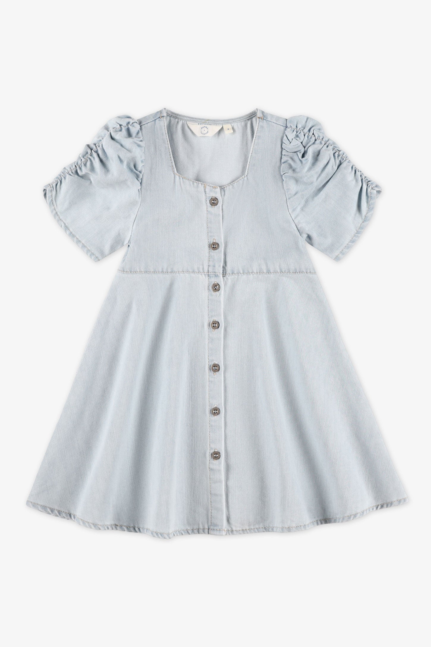 Robe manches courtes en jeans - Enfant fille && BLEU PALE