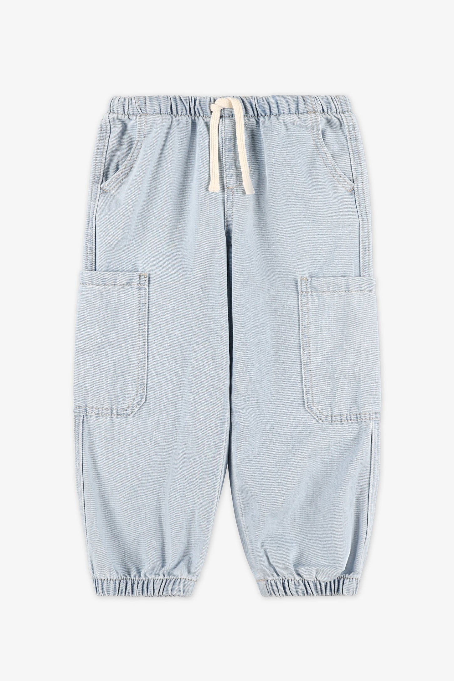 Jeans jogger cargo - Enfant fille && BLEU PALE