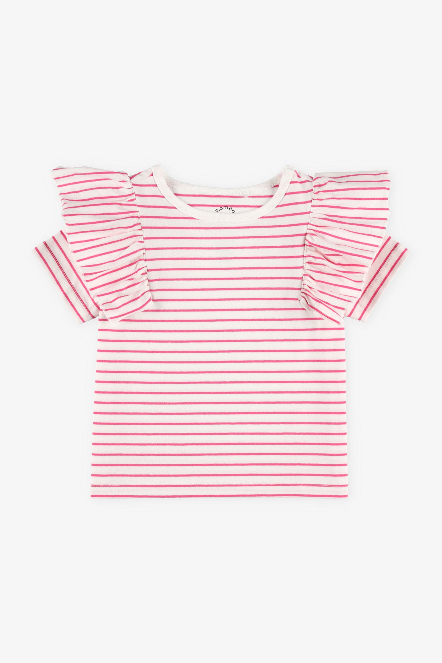 T-shirt avec volants aux épaules - Enfant fille && ROSE MULTI