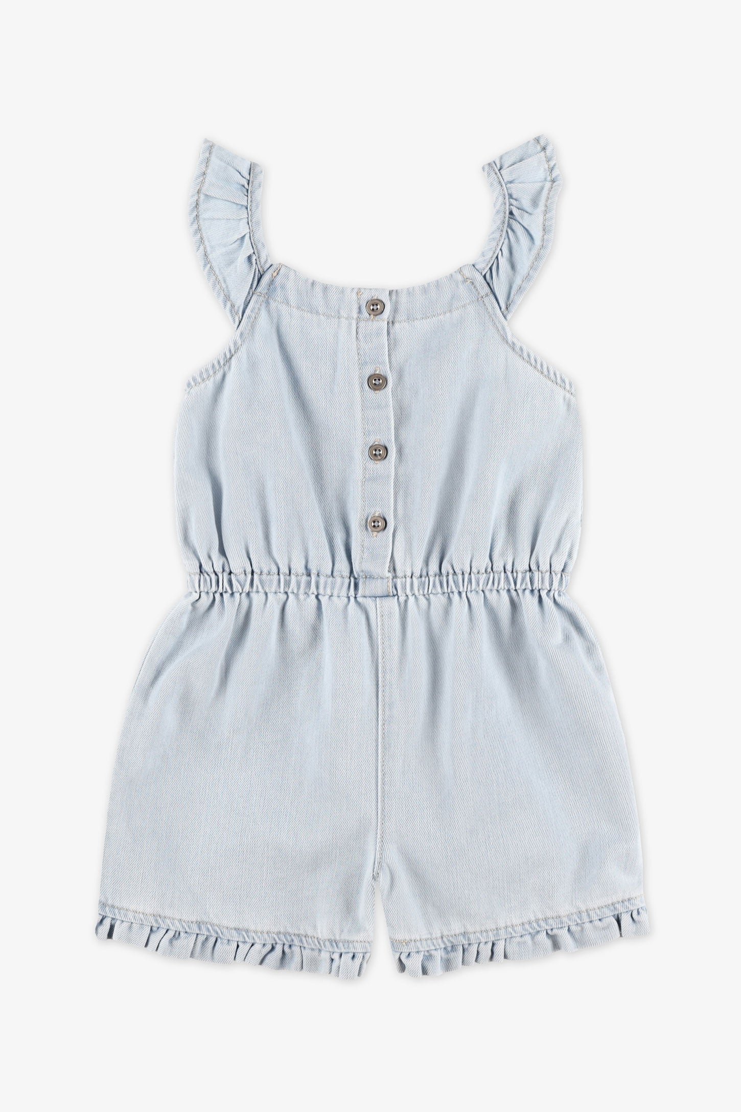 Combinaison à bretelles en coton - Enfant fille && BLEU PALE