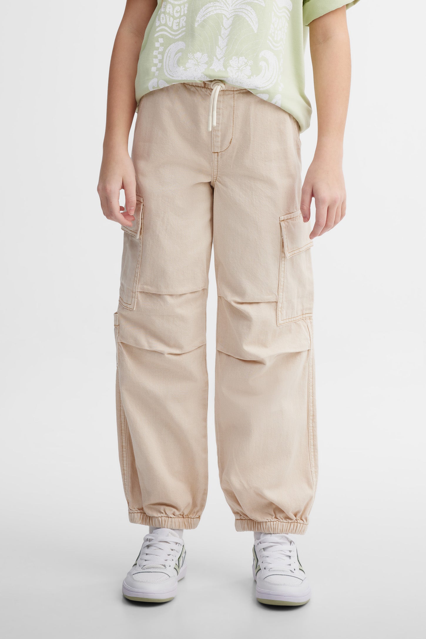 Pantalon parachute taille basse - Ado fille && BRUN