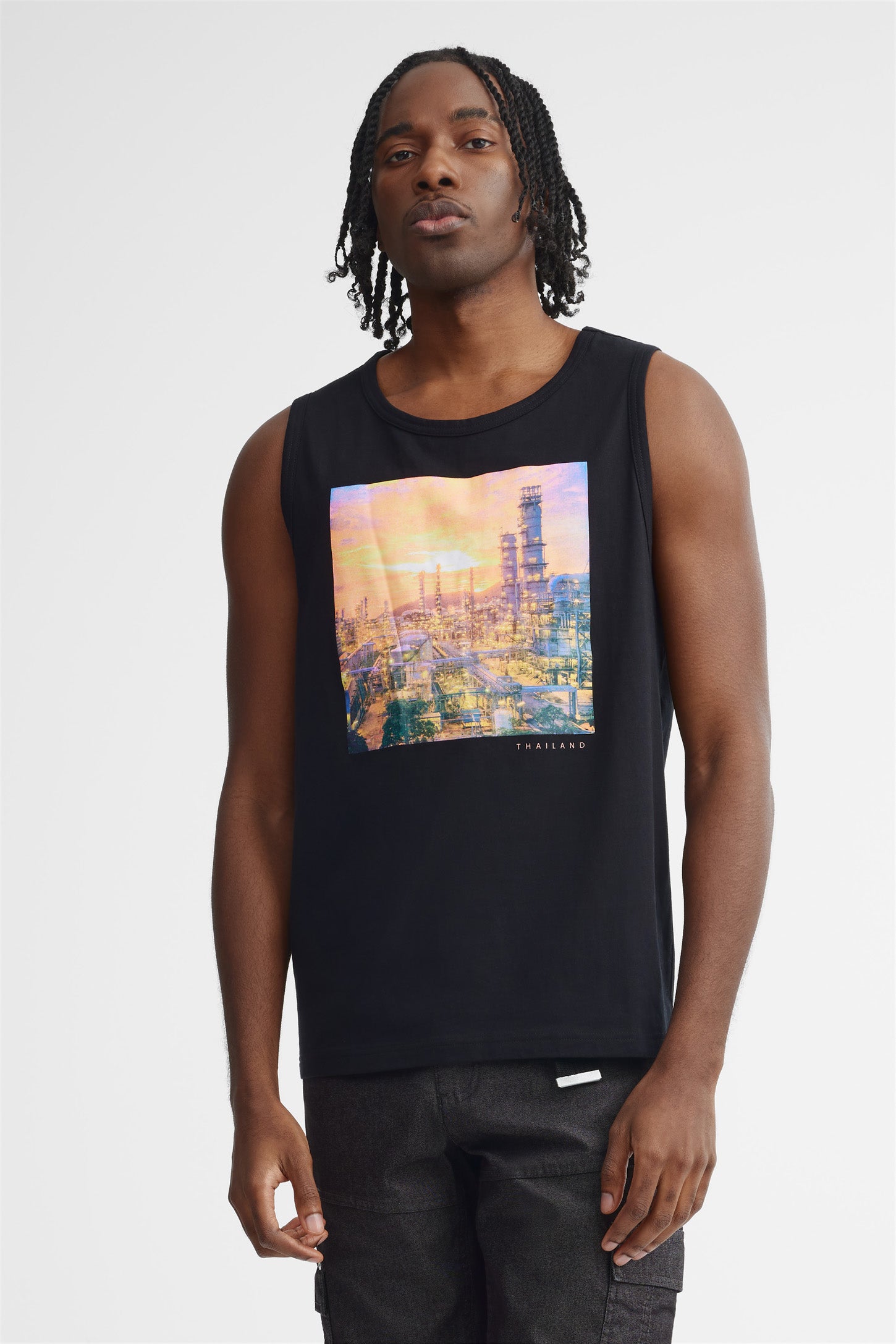 Camisole col rond en coton - Homme && NOIR