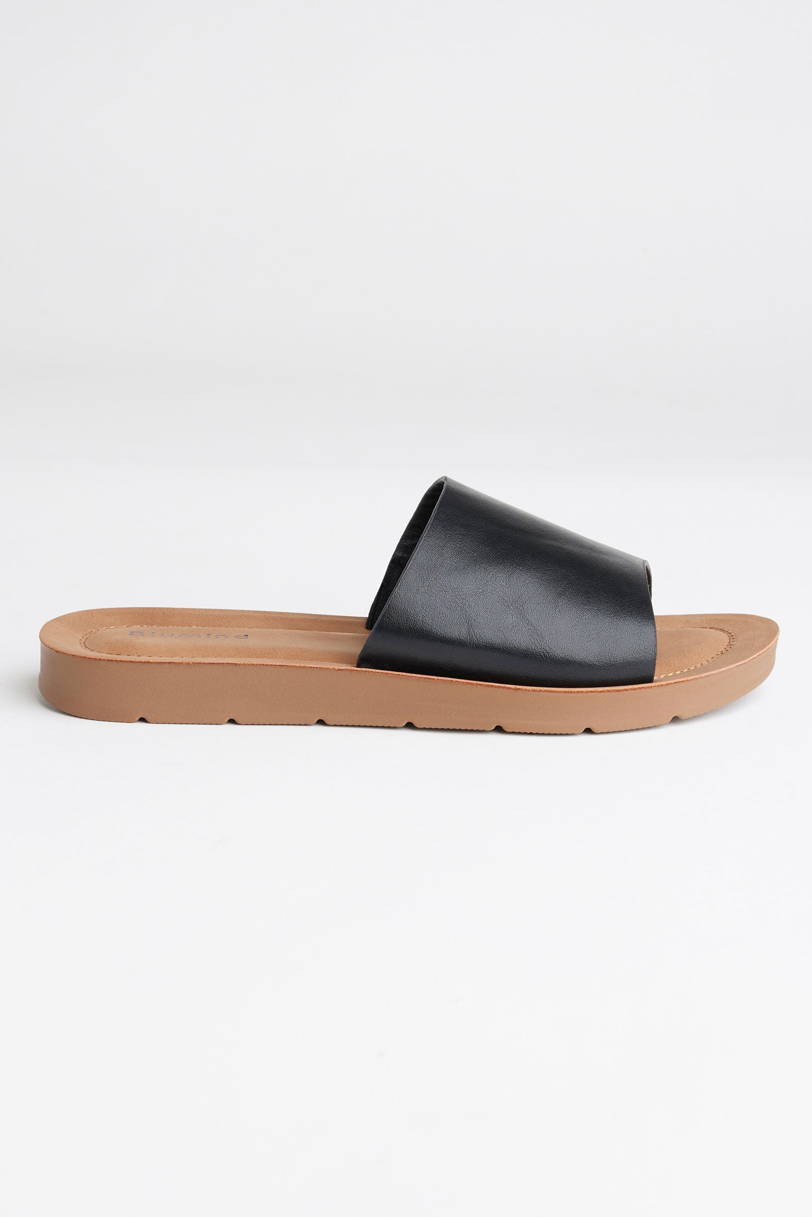 Sandales slide simili cuir - Femme && NOIR