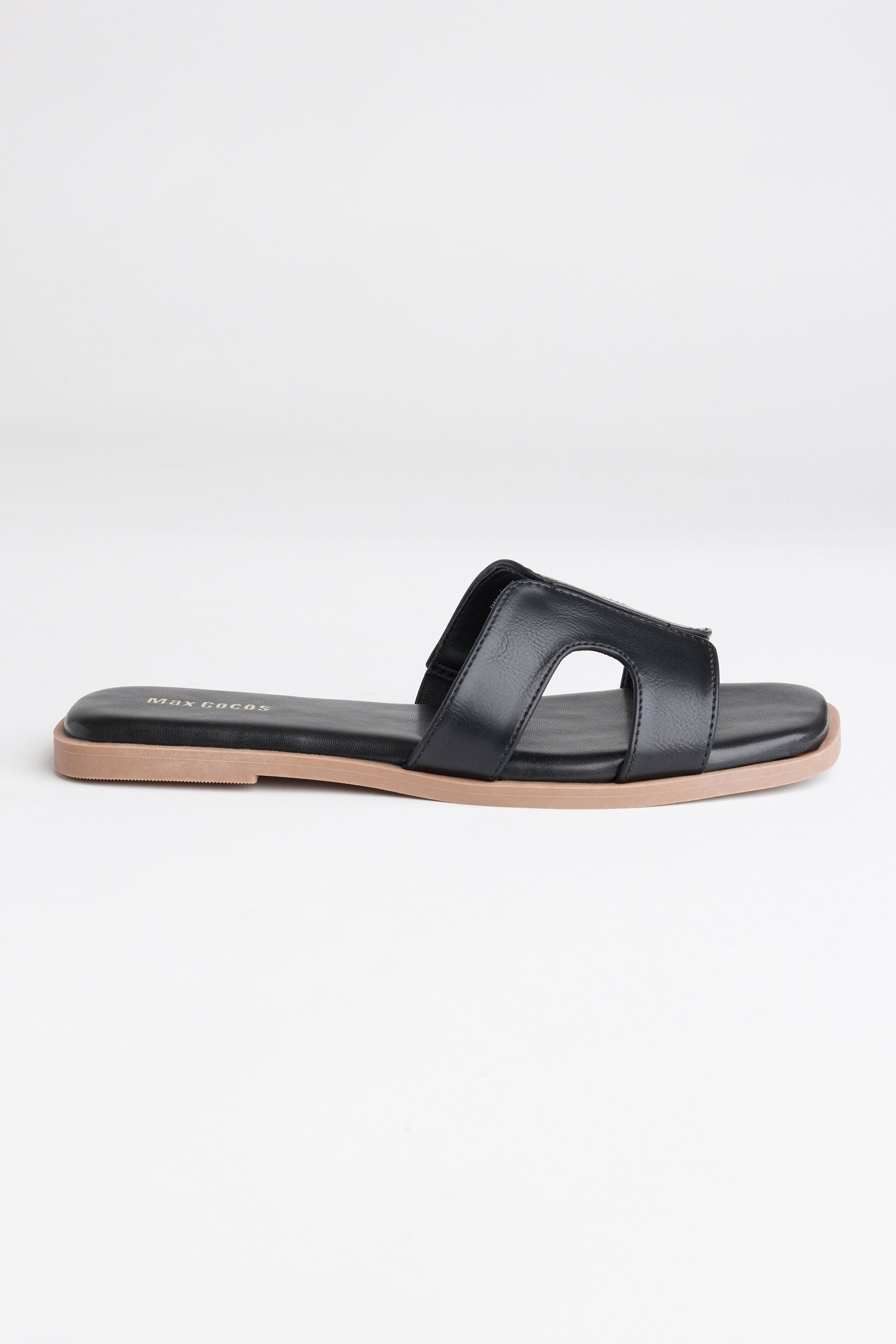 Sandales slide simili cuir - Femme && NOIR