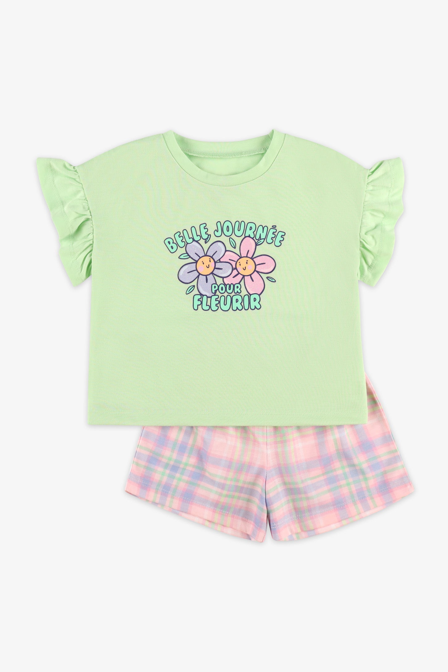 Pyjama 2-pièces imprimé, 2/35$ - Enfant fille && VERT