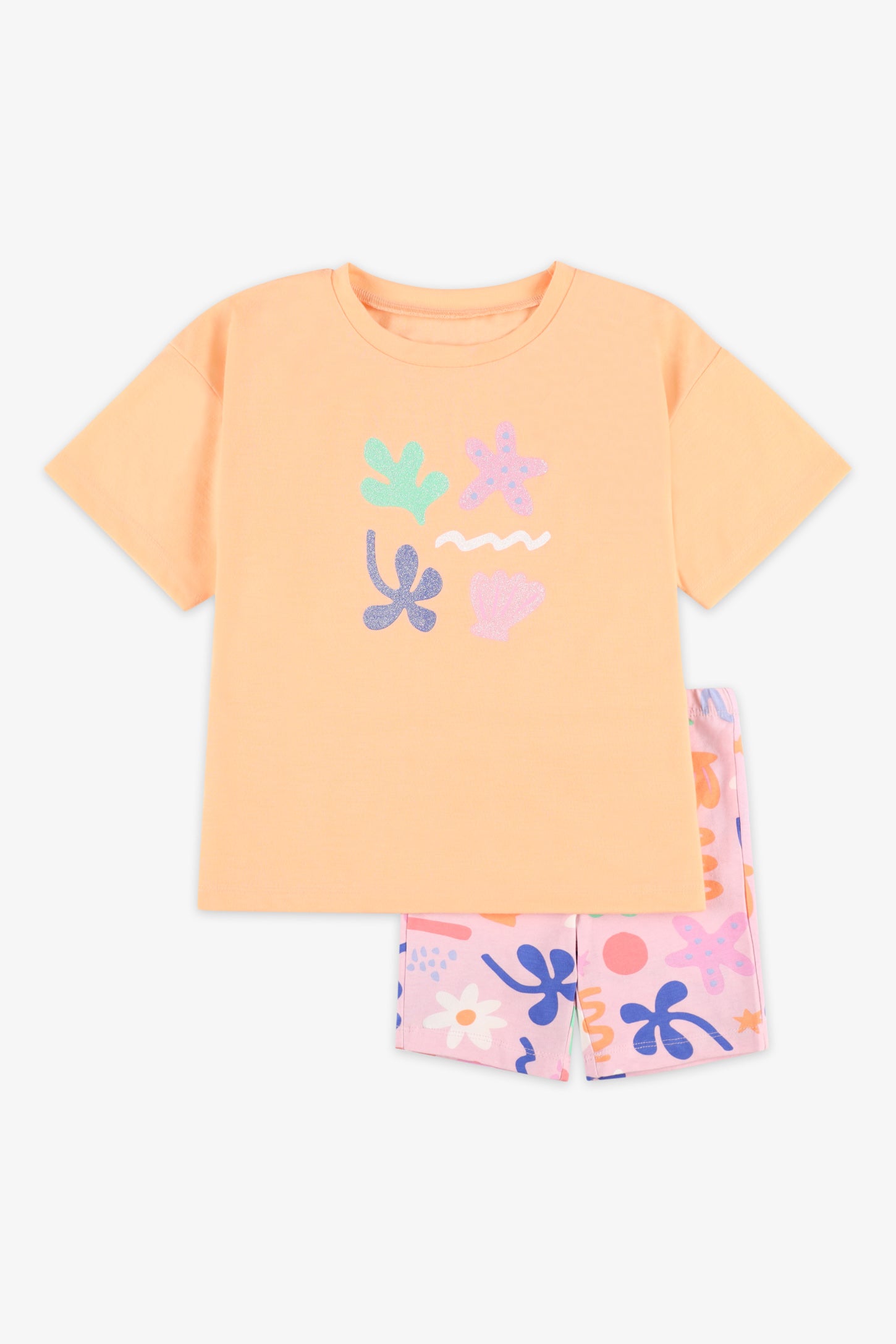 Pyjama 2-pièces coton, 2/35$ - Enfant fille && ORANGE