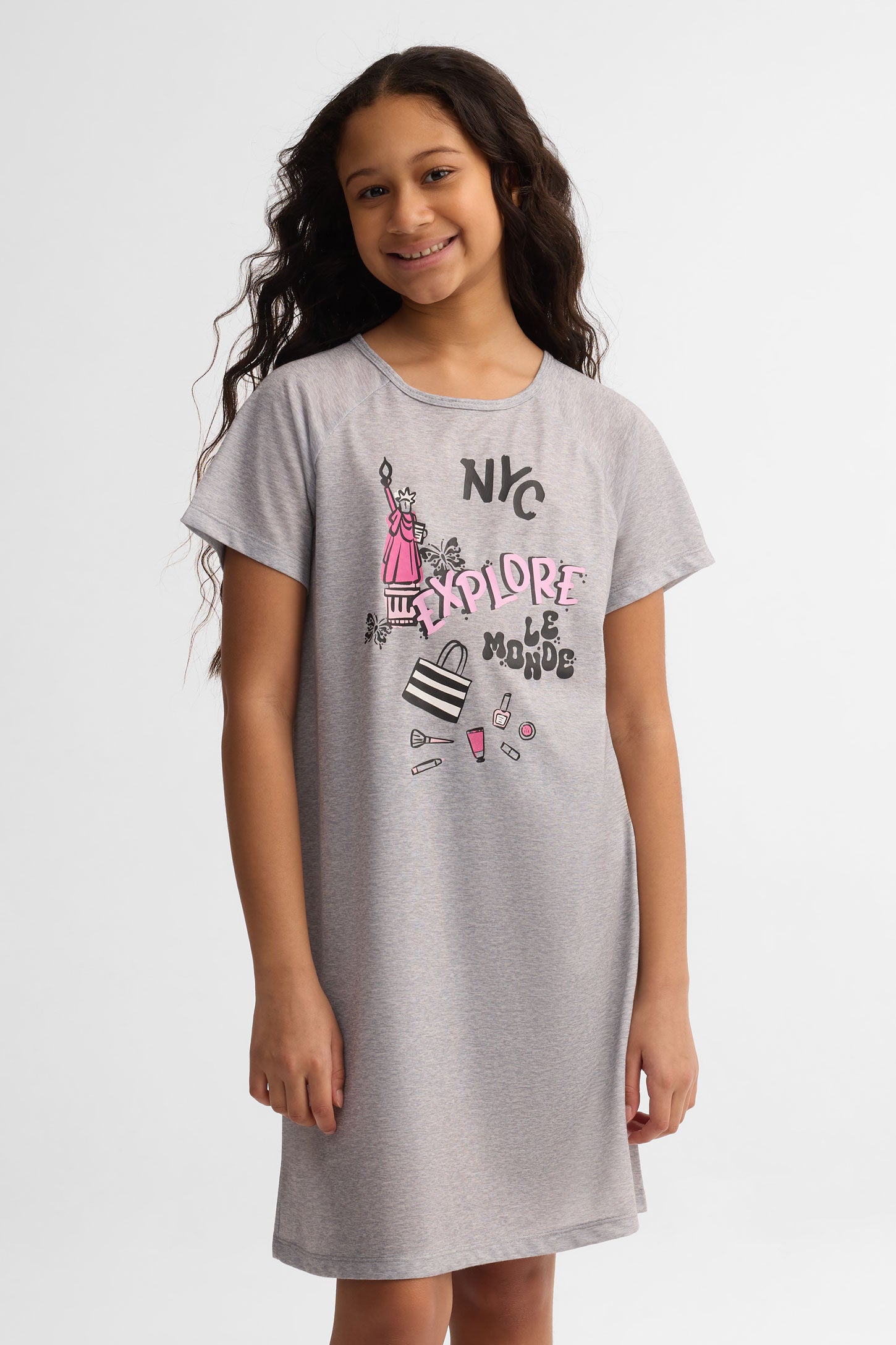 Robe de nuit imprimée - Ado fille && GRIS MIXTE