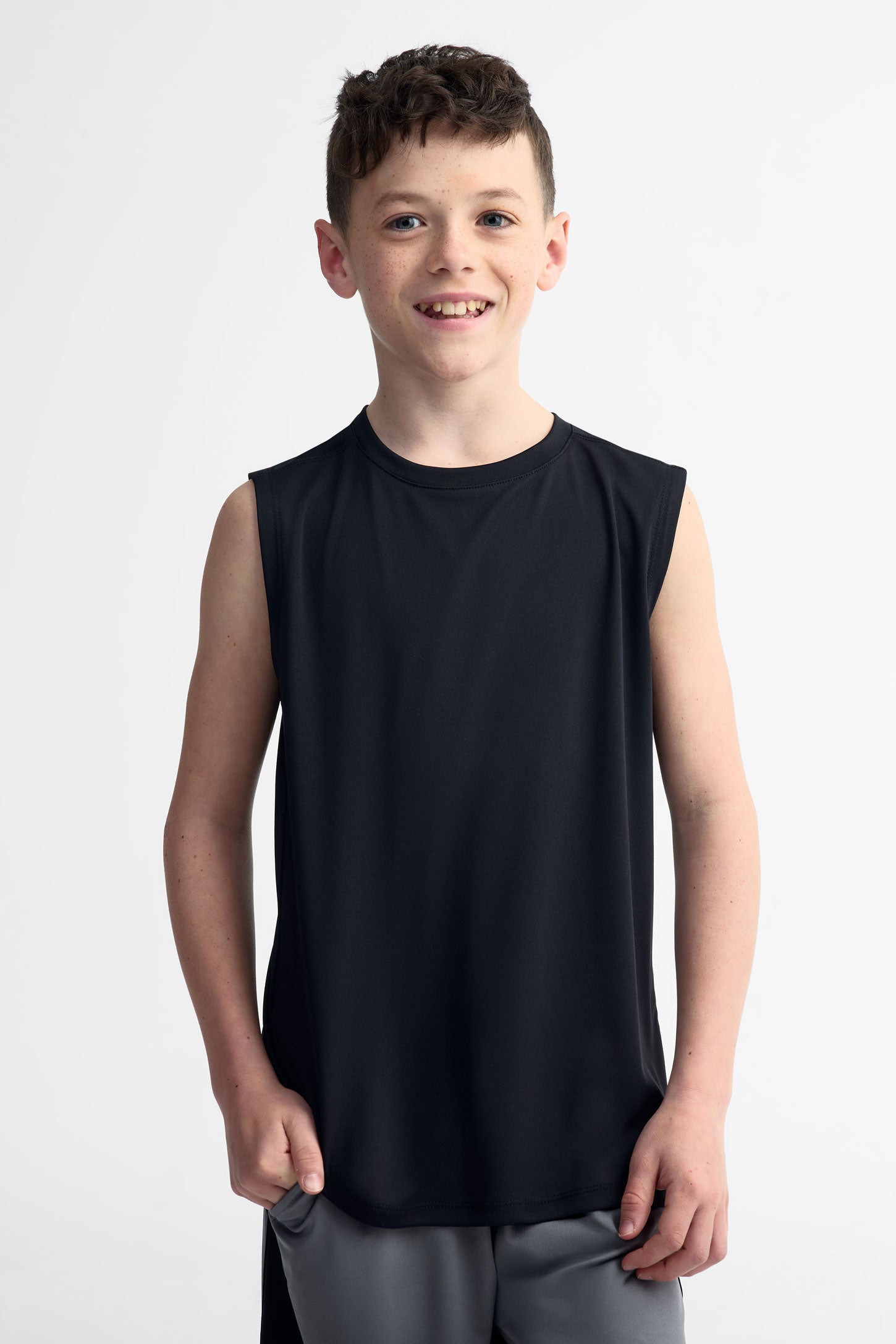 Camisole muscle athlétique - Ado garçon && NOIR