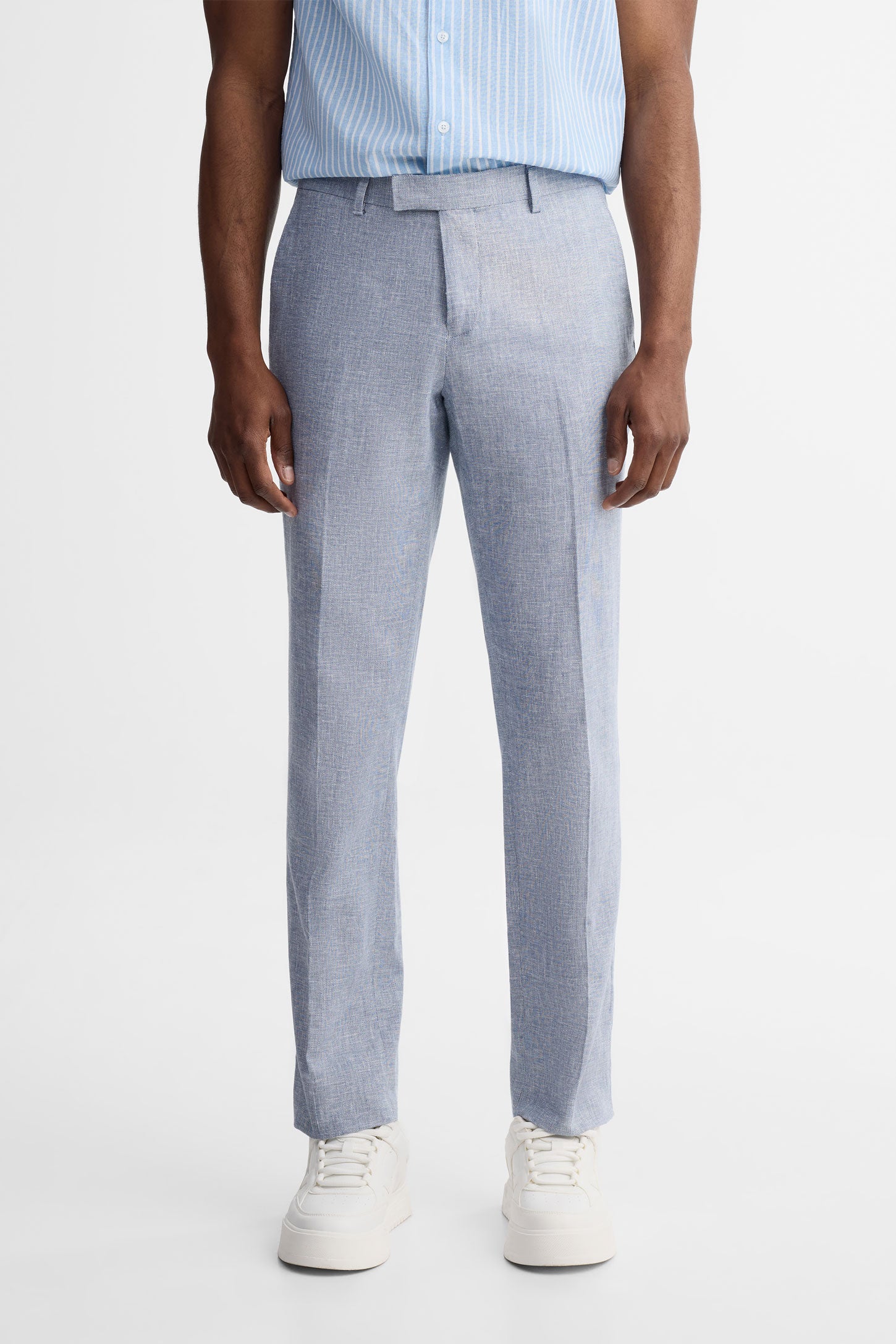 Pantalon habillé coton et lin - Homme && BLEU