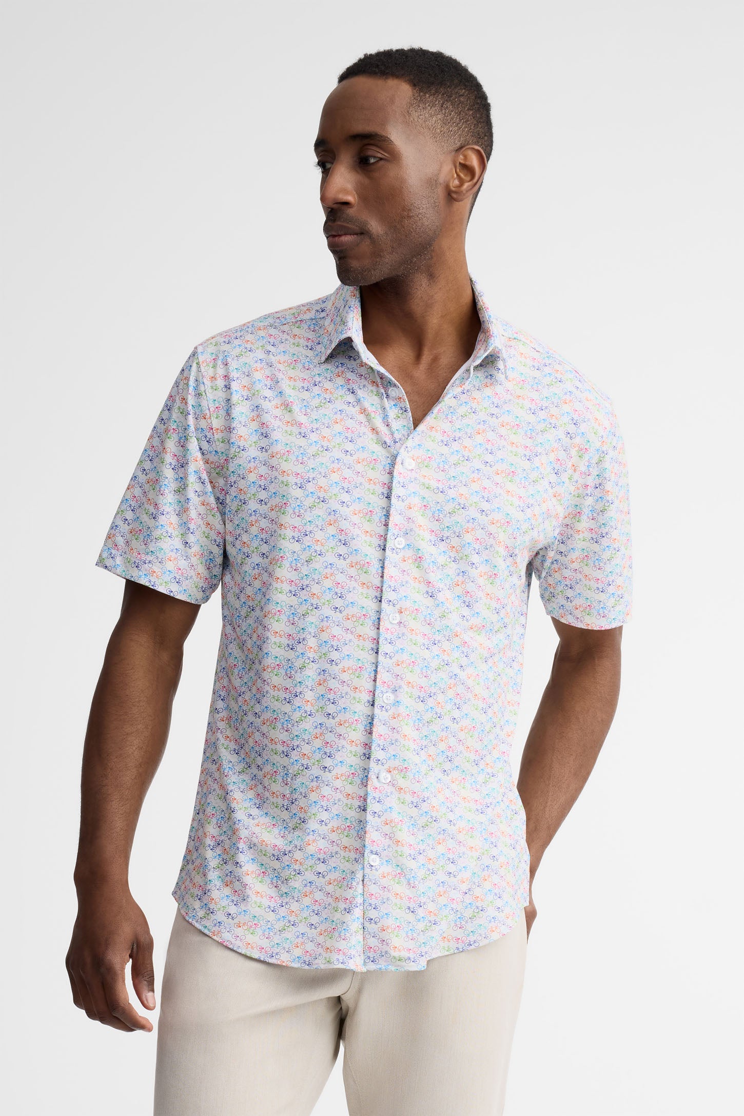 Chemise manches courtes coupe ajustée - Homme && MULTICOLORE