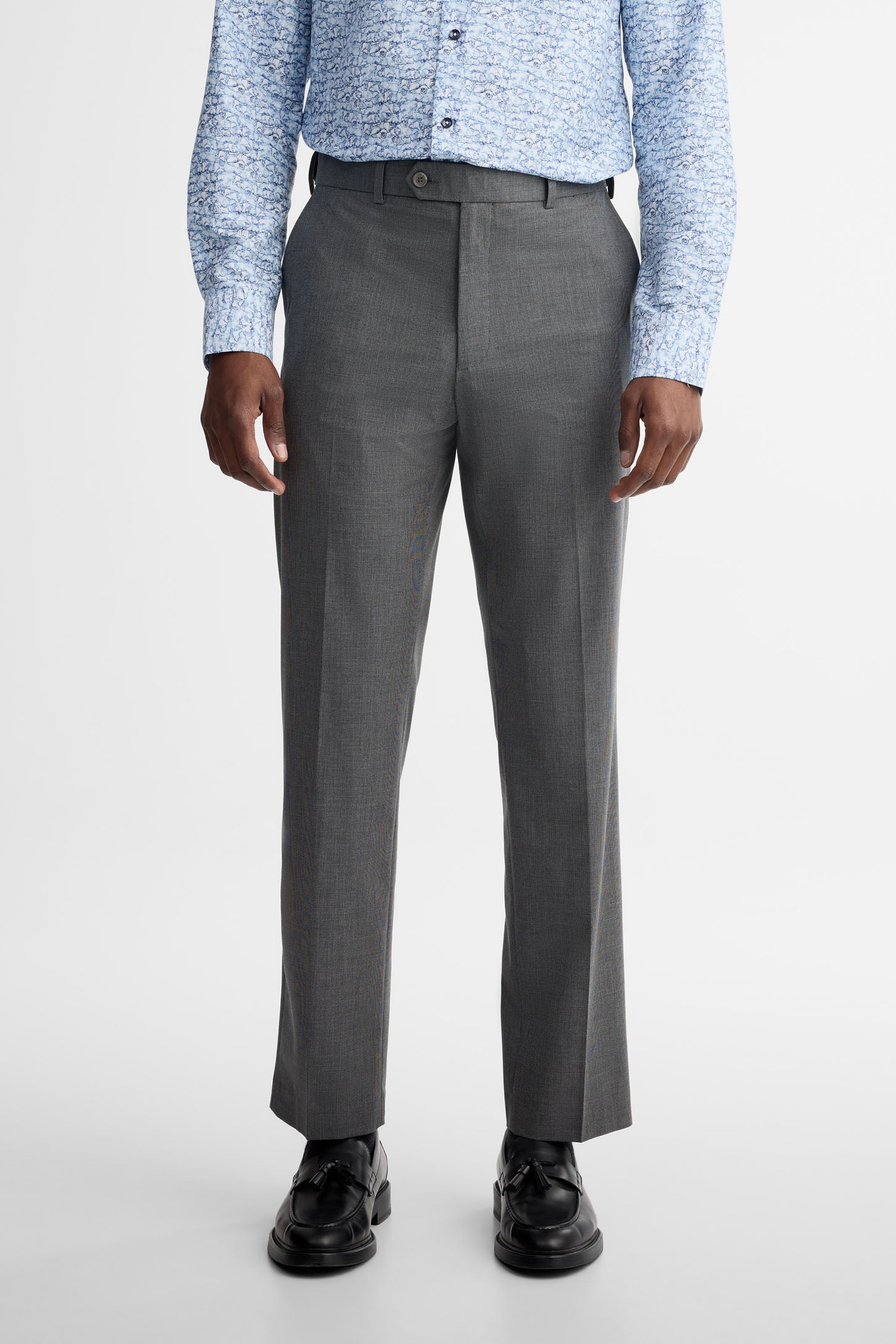 Pantalon coupe régulière pied-de-poule - Homme && NOIR