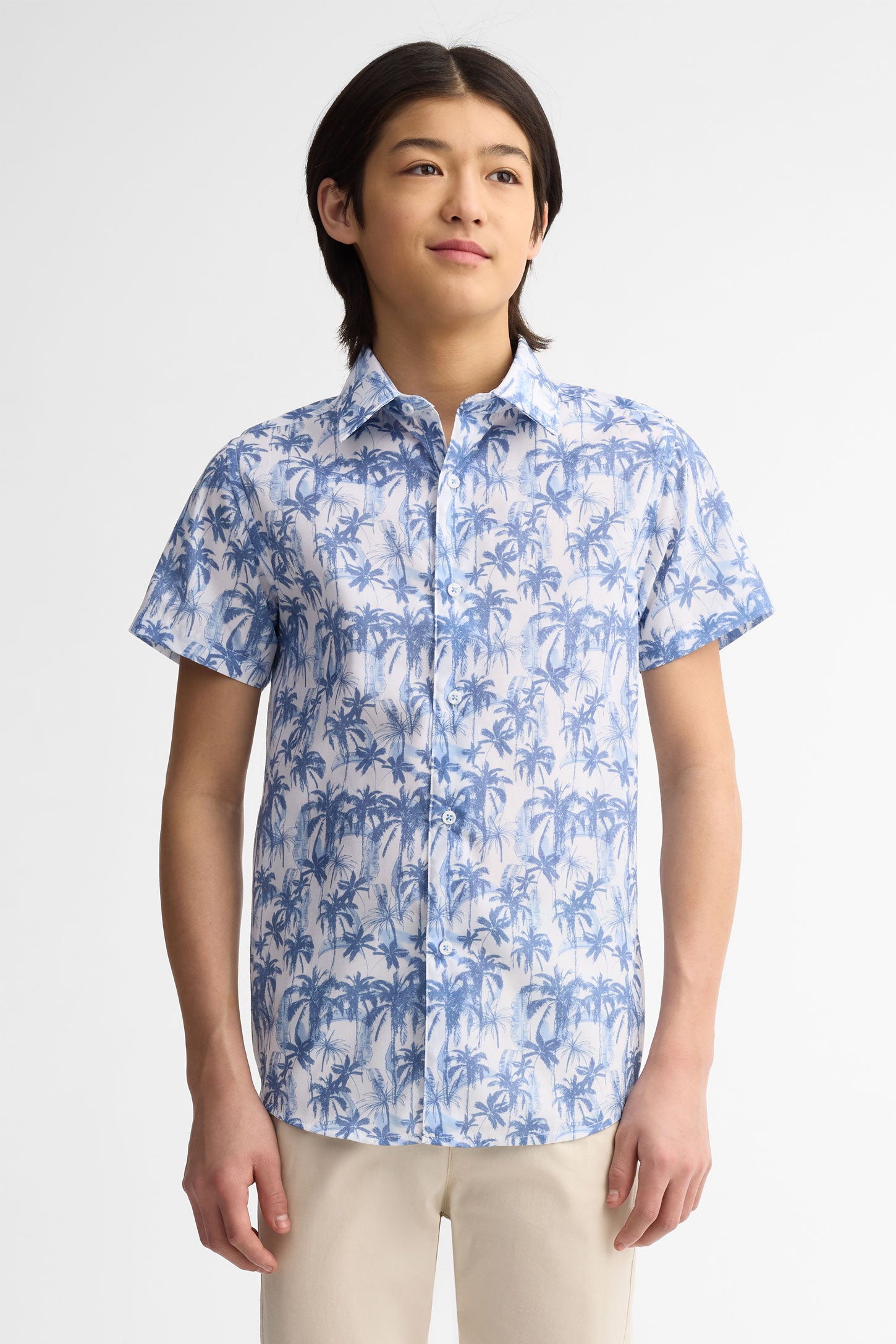 Chemise manches courtes coton - Ado garçon && BLEU