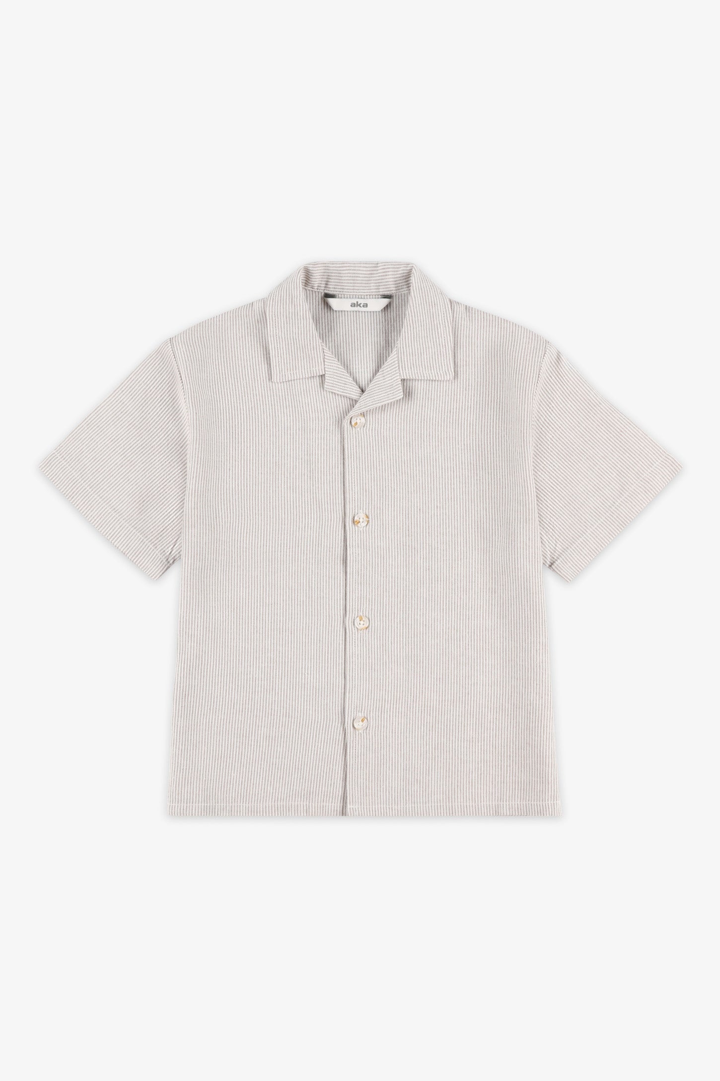 Chemise manches courtes rayée - Enfant garçon && BLANC CASSÉ