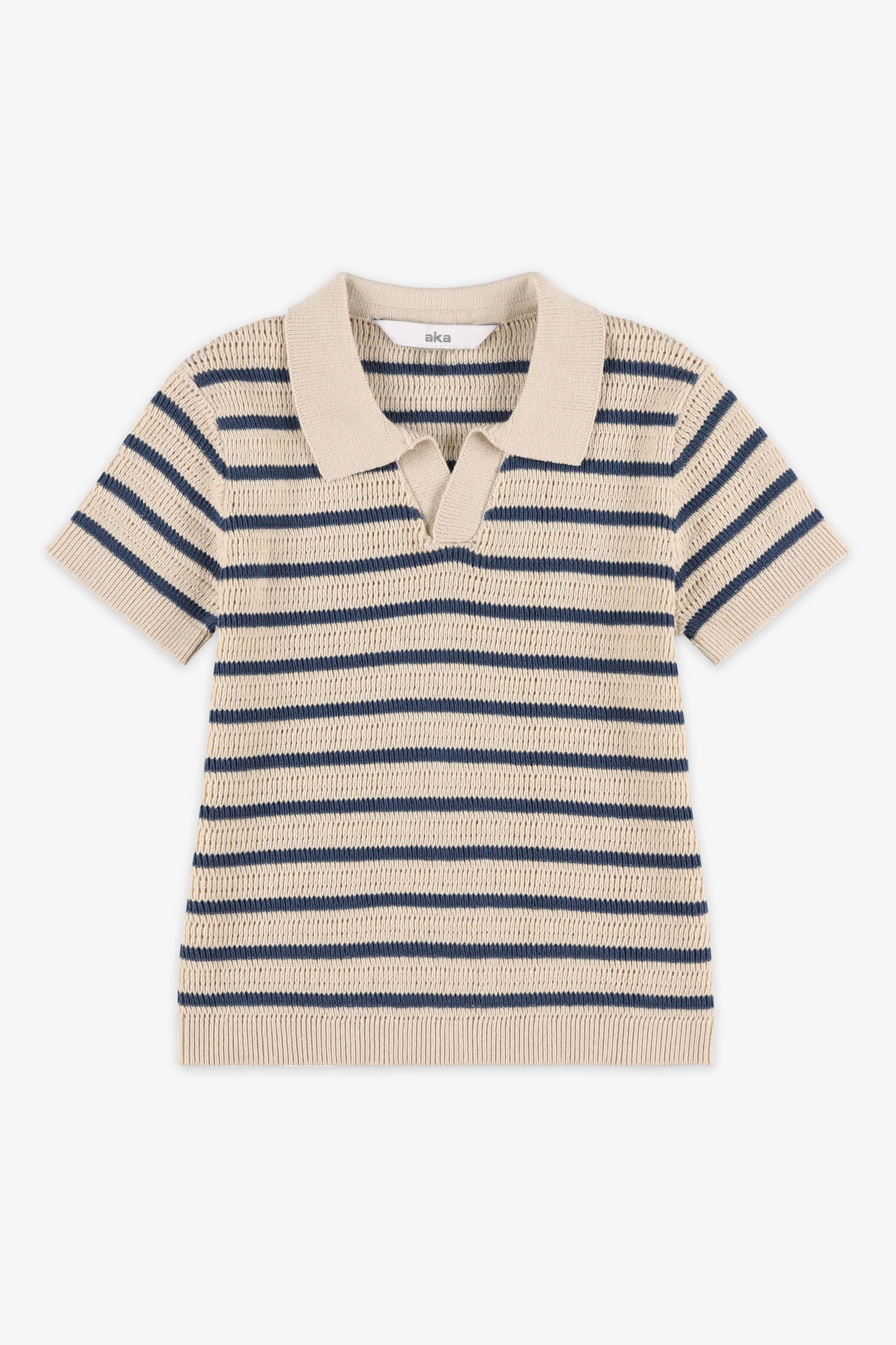 Polo rayé manches courtes en tricot - Enfant garçon && BEIGE