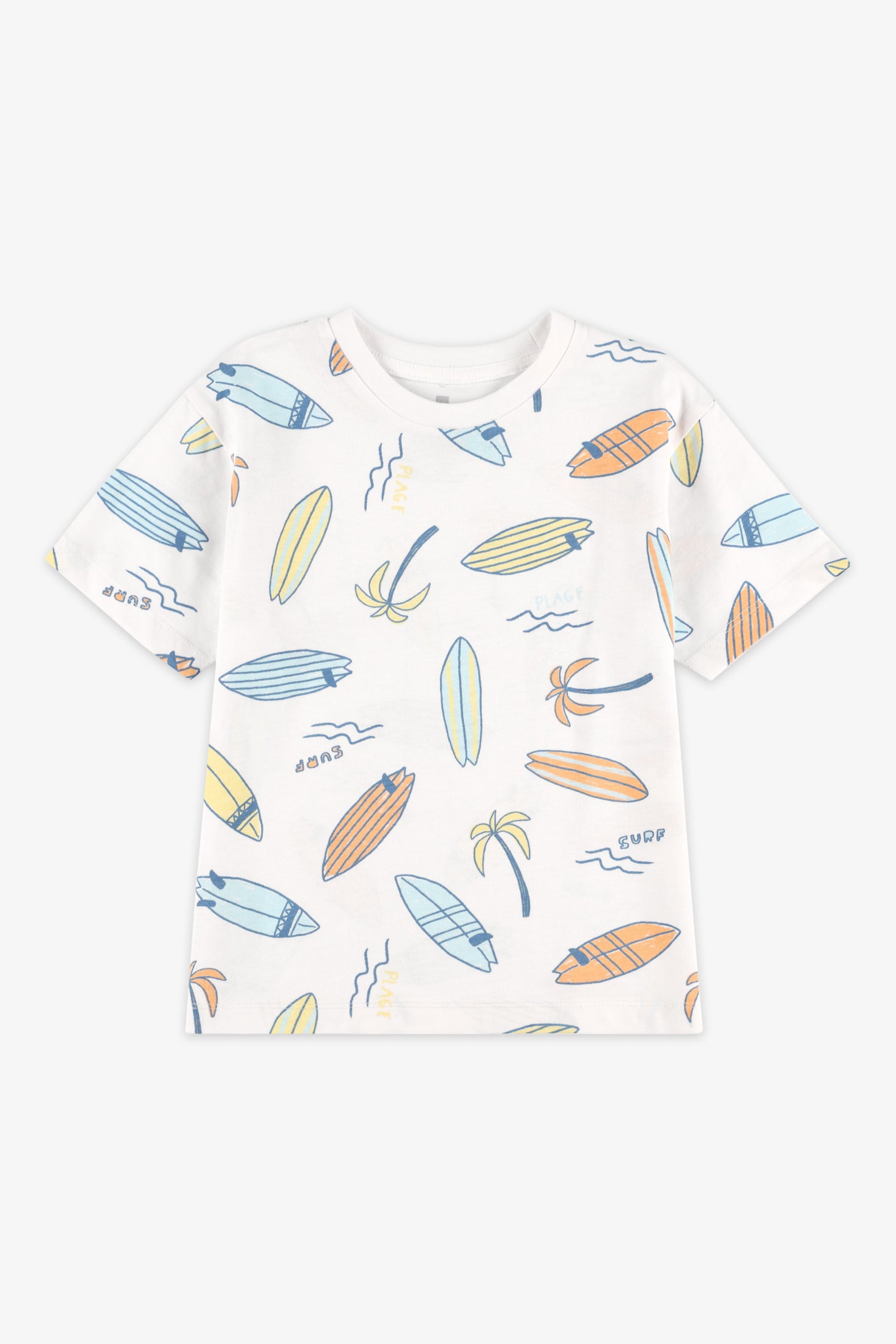 T-shirt col rond imprimé coton, 2/20$ - Enfant garçon && BLANC MULTI