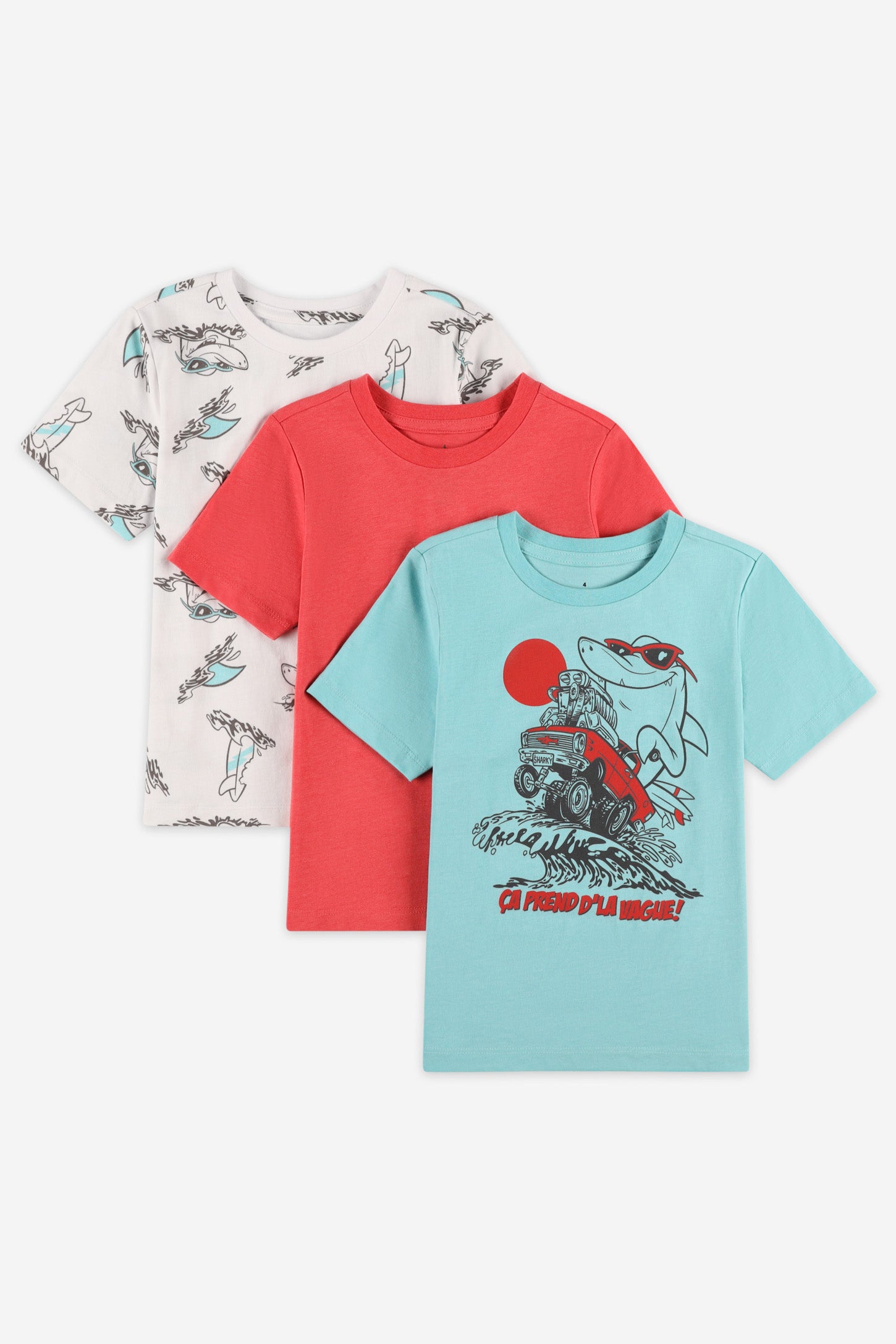 Lot de 3 t-shirts coton - Enfant garçon && BLANC