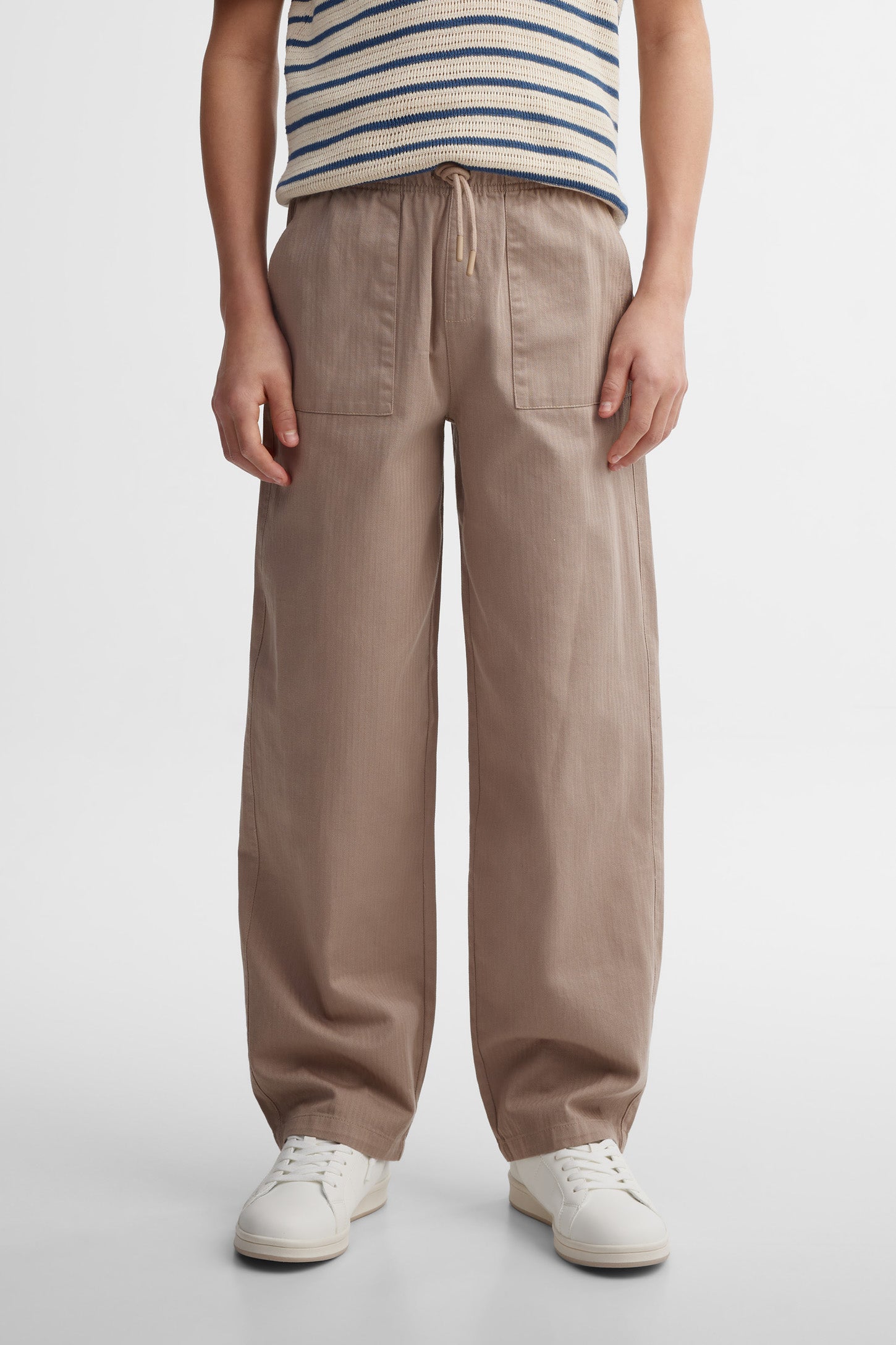 Pantalon jambe large taille élastique - Ado garçon && BEIGE