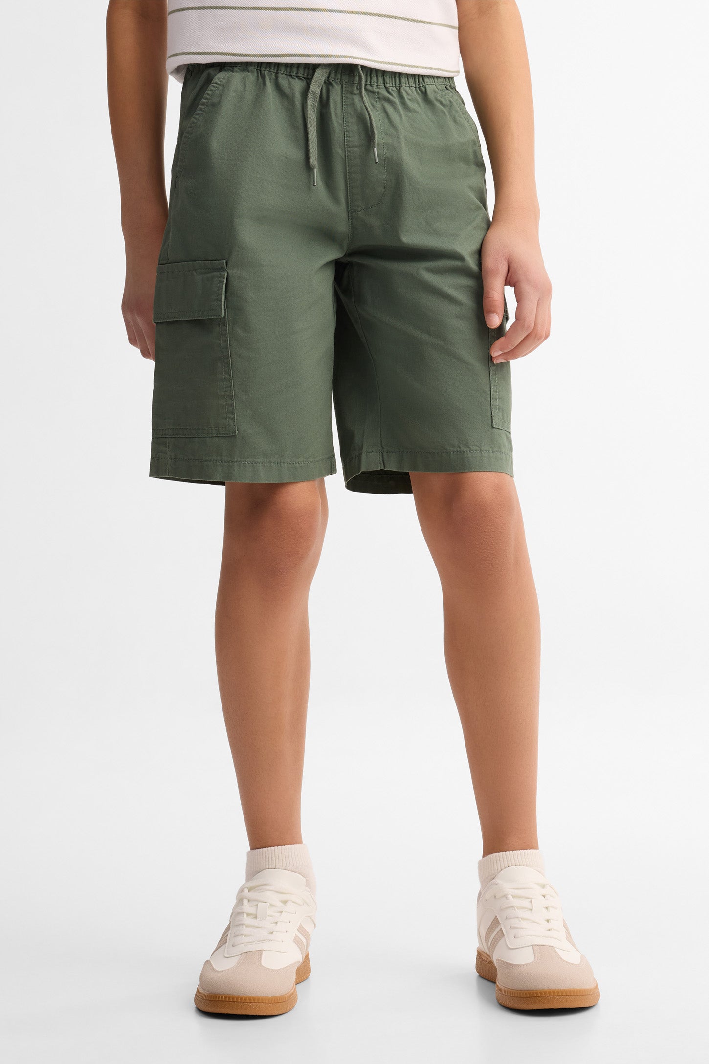 Bermuda cargo en twill - Ado garçon && VERT