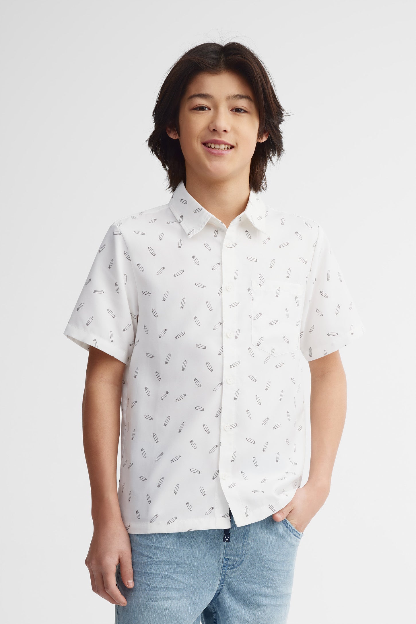 Chemise manches courtes imprimée - Ado garçon && BLANC MULTI