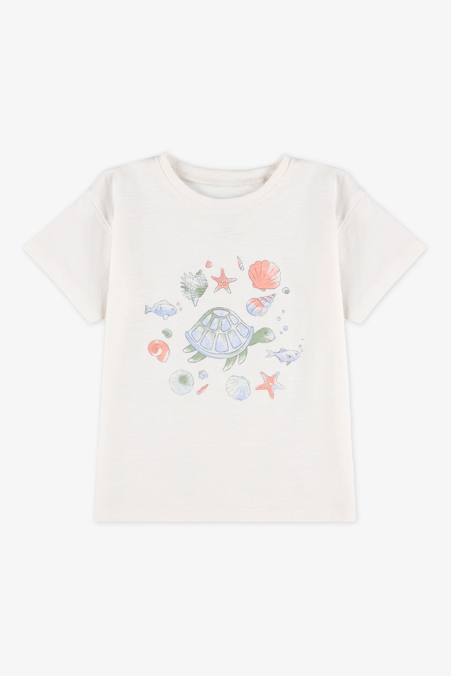 T-shirt col rond coton - Bébé fille && BLANC