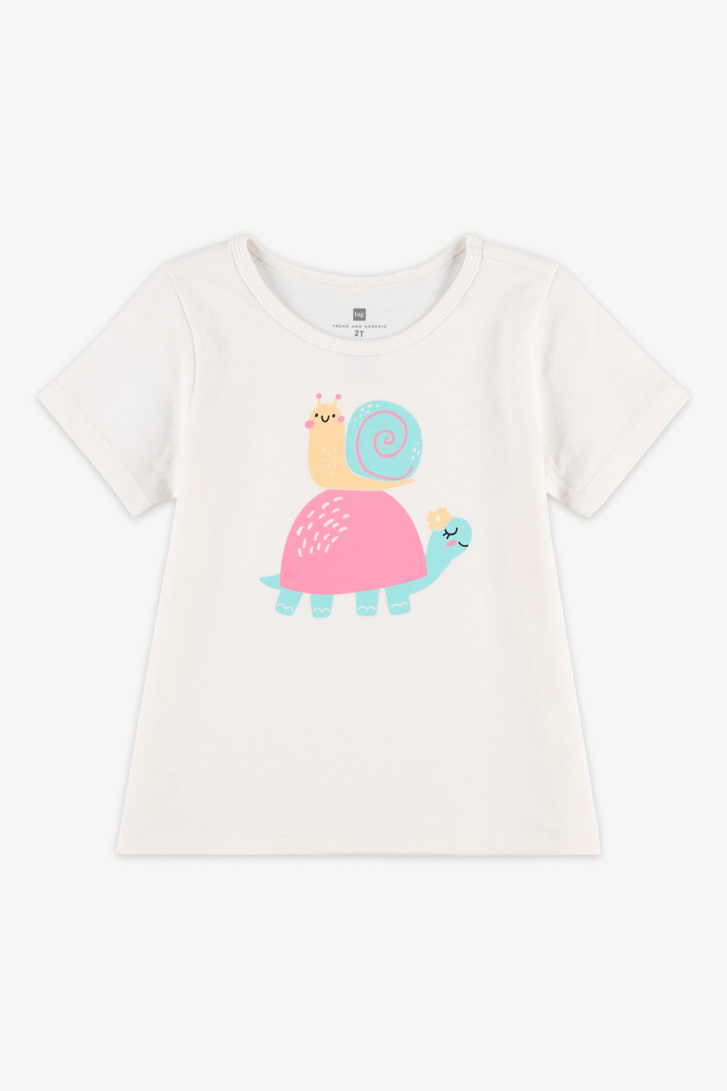 T-shirt col rond ligne-A coton, 2/15$ - Bébé fille && BLANC