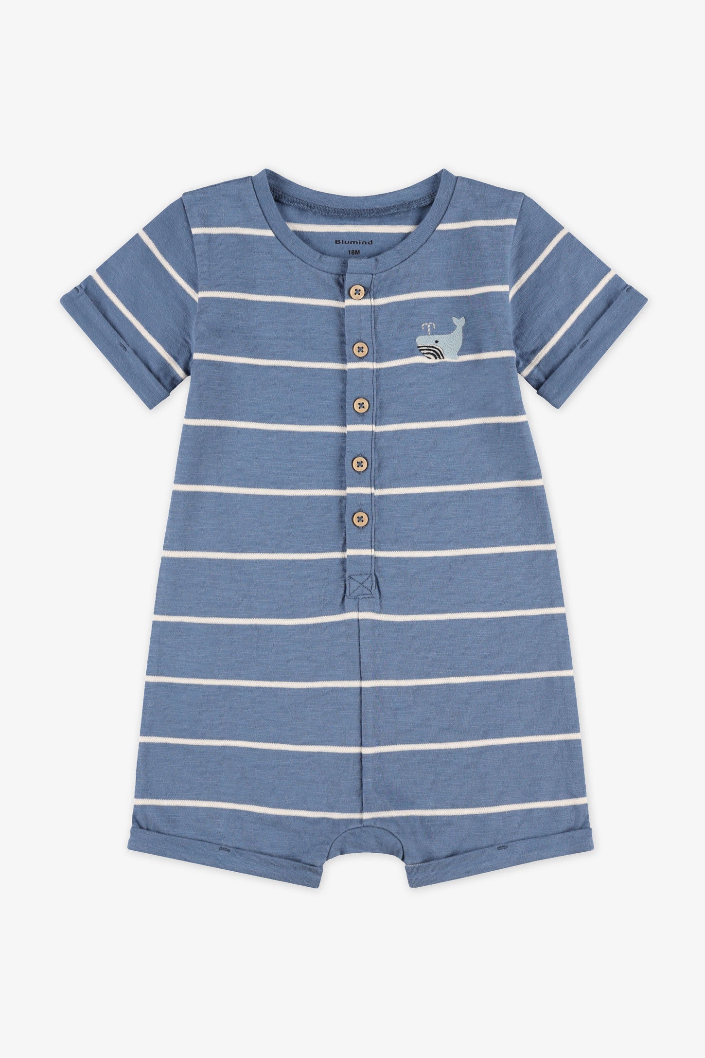 Barboteuse manches courtes coton, 2T-3T - Bébé garçon && BLEU MULTI