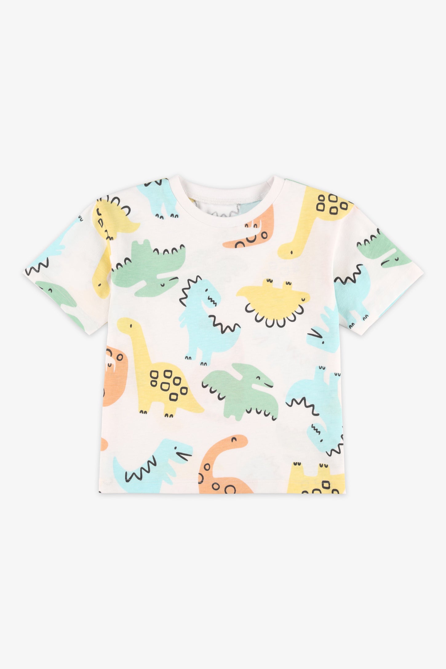 T-shirt col rond coton, 2/15$ - Bébé garçon && BLANC MULTI