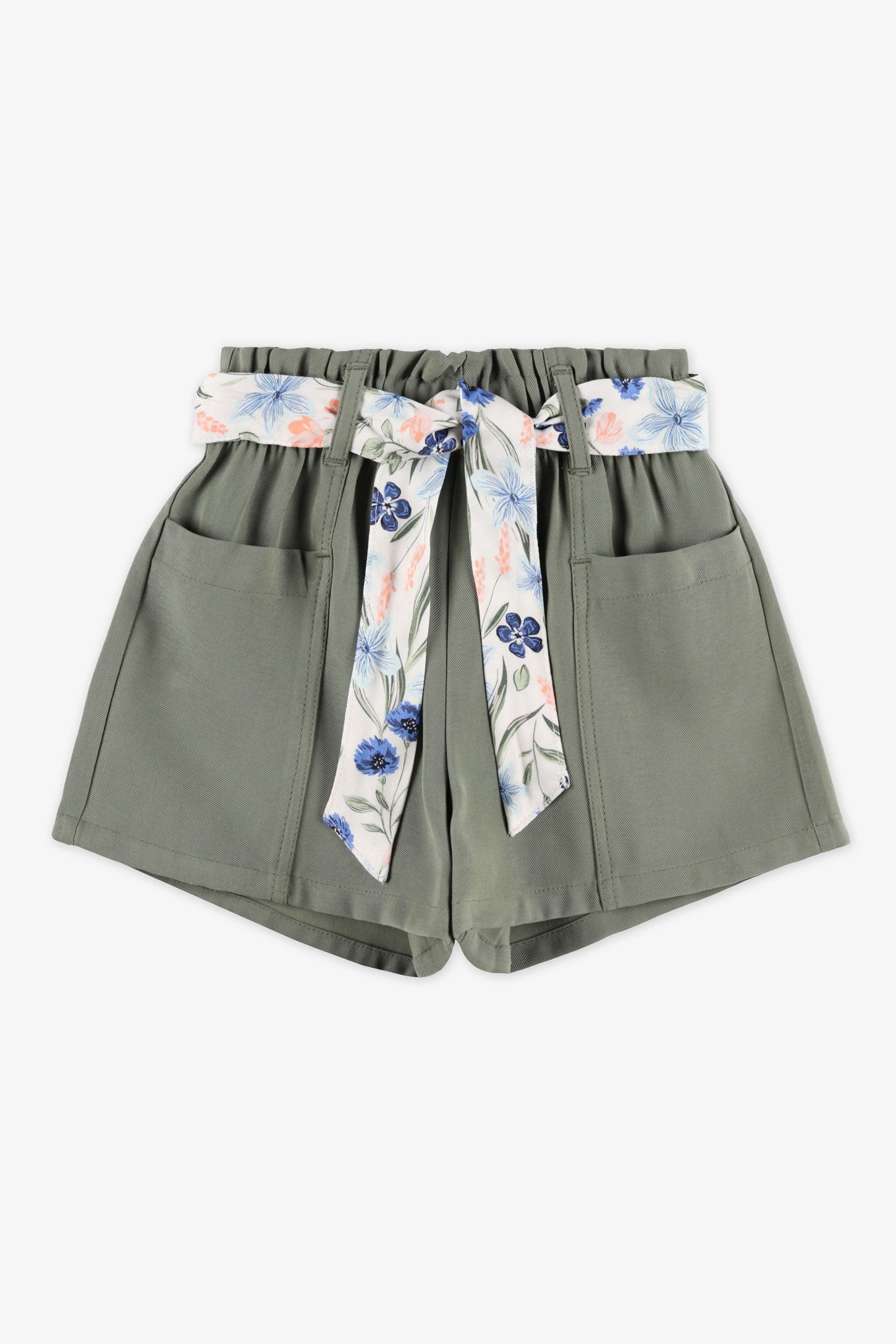 Short ''paperbag'' en twill - Enfant fille && OLIVE