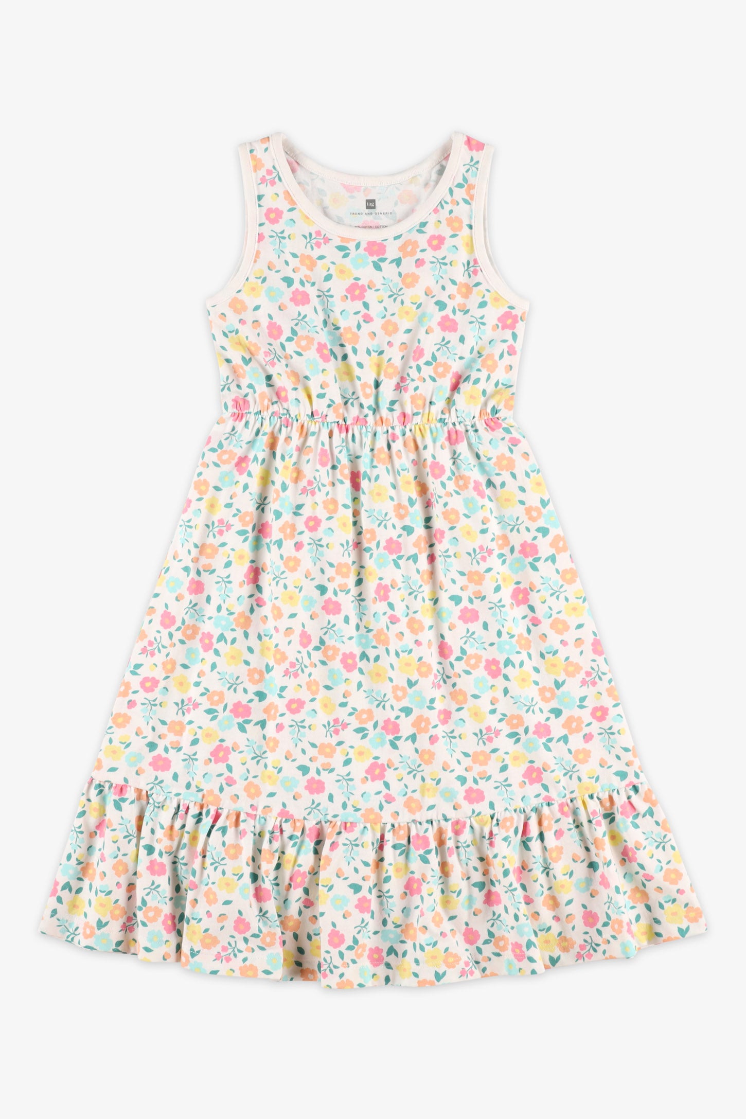 Robe midi imprimée coton - Enfant fille && BLANC MULTI