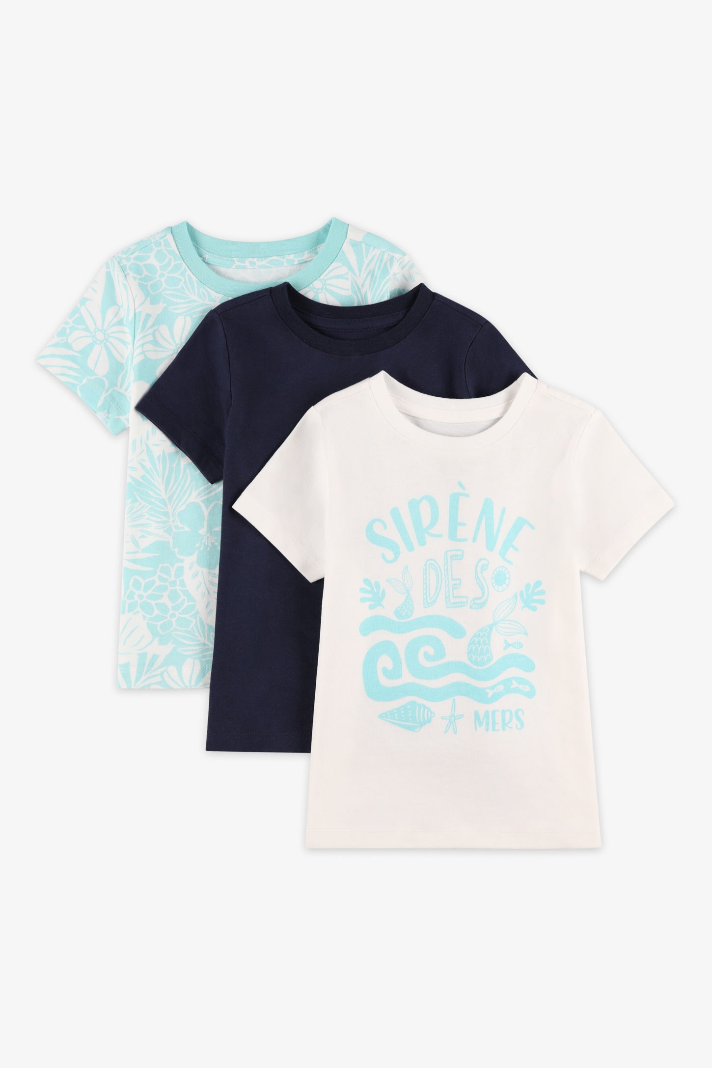 Lot de 3 t-shirts coton - Enfant fille && BLANC