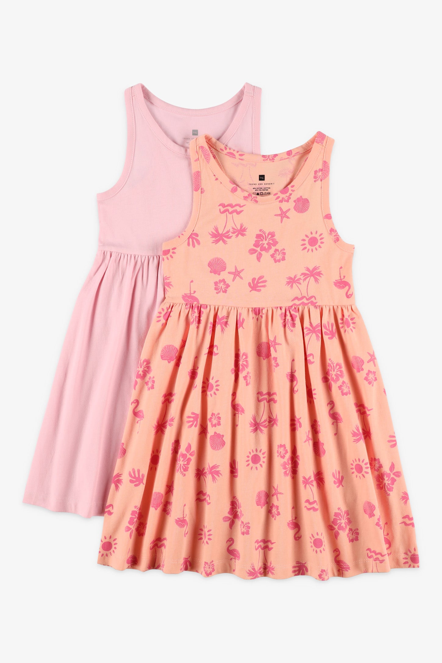 Lot de 2 robes en coton - Enfant fille && ROSE MULTI