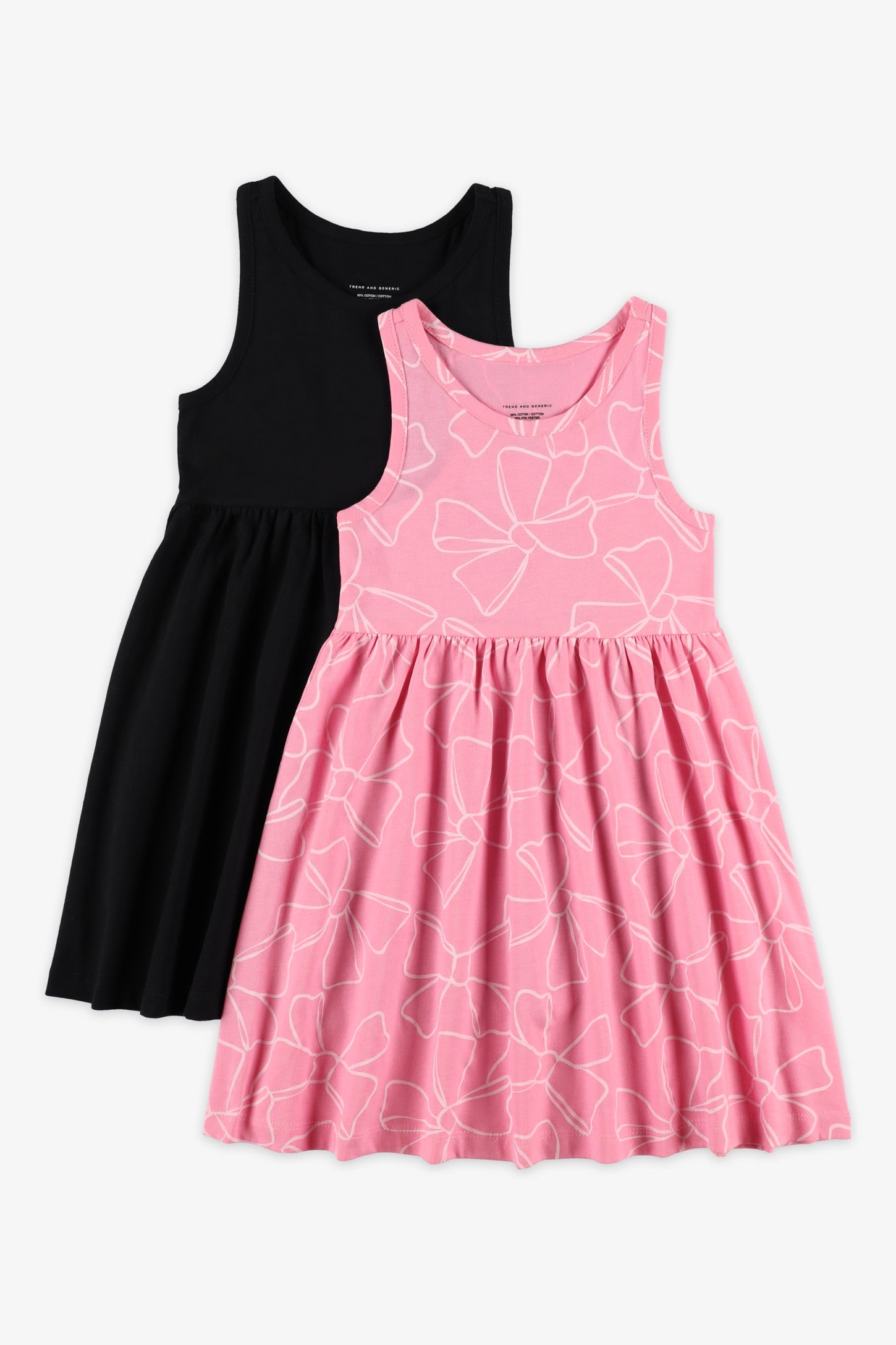 Lot de 2 robes en coton - Enfant fille && ROSE MULTI