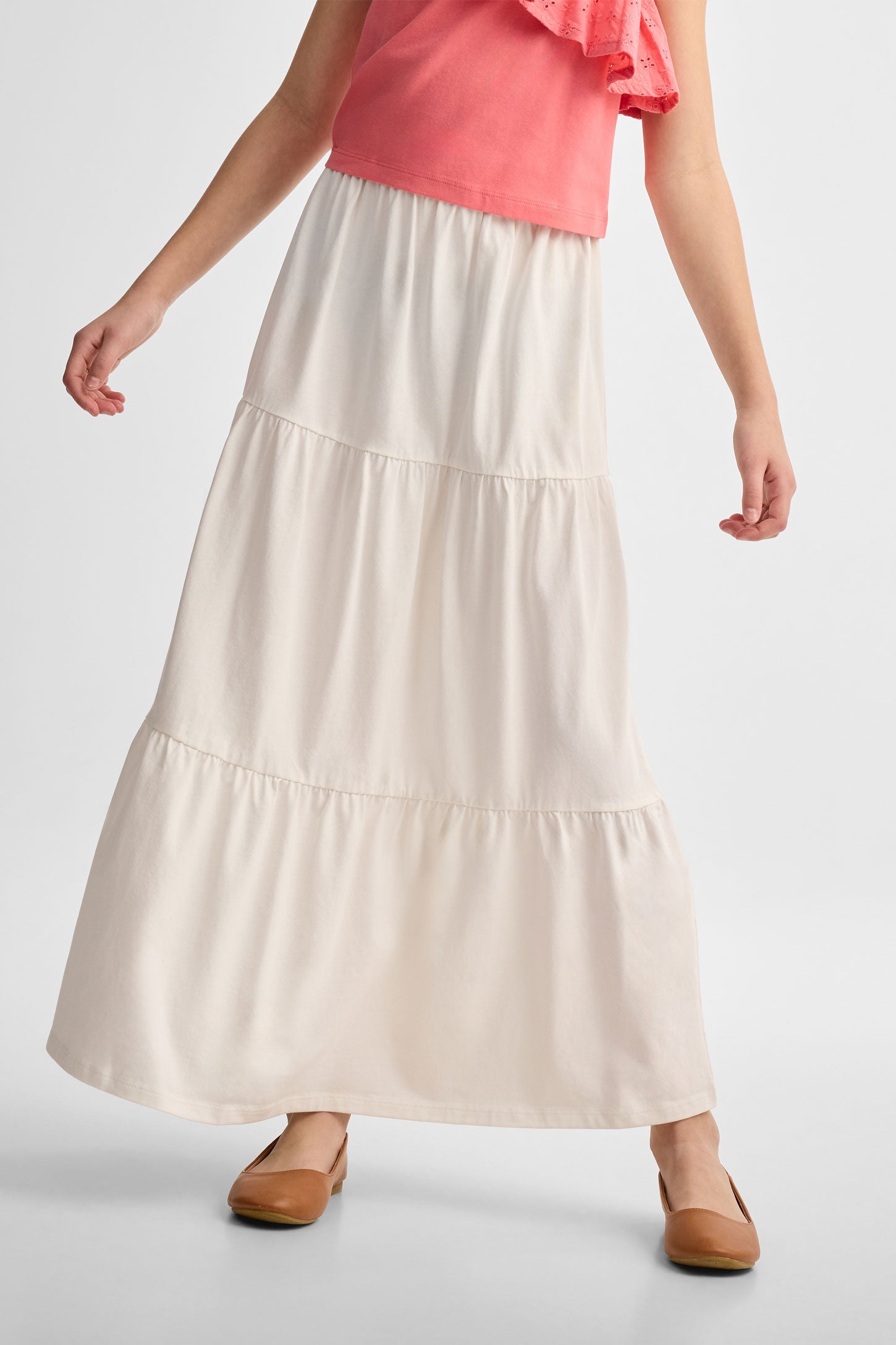 Jupe maxi en coton - Ado fille && BLANC