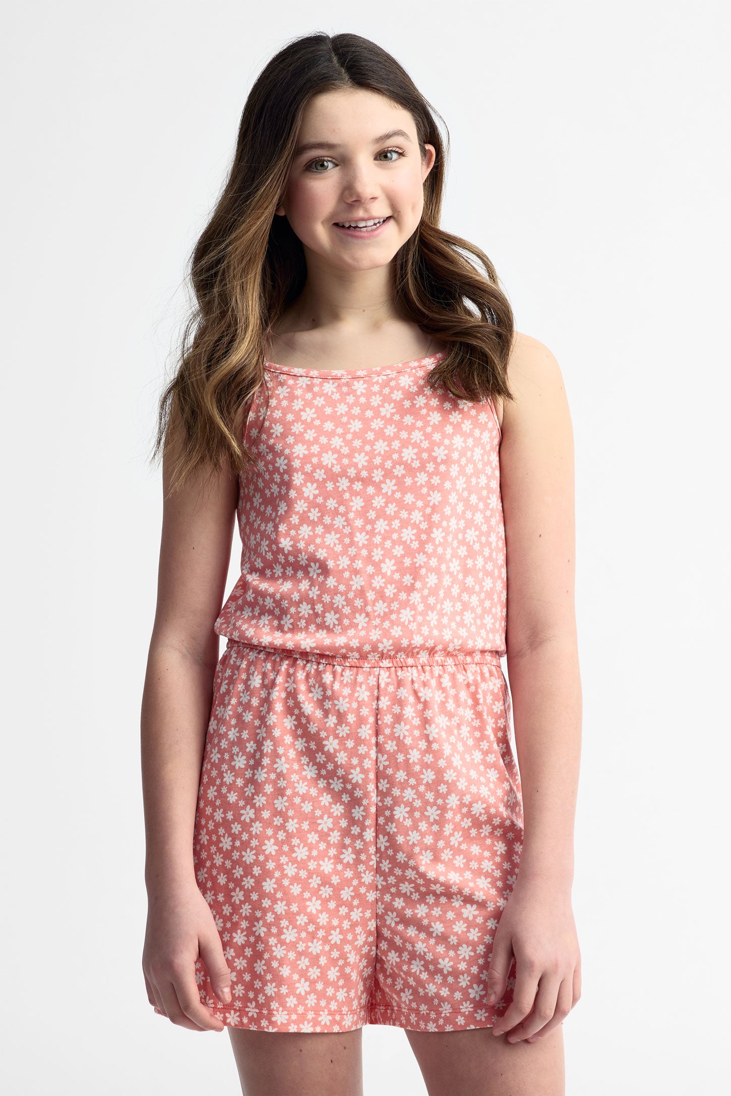 Combi-short coton - Ado fille && ROSE MULTI