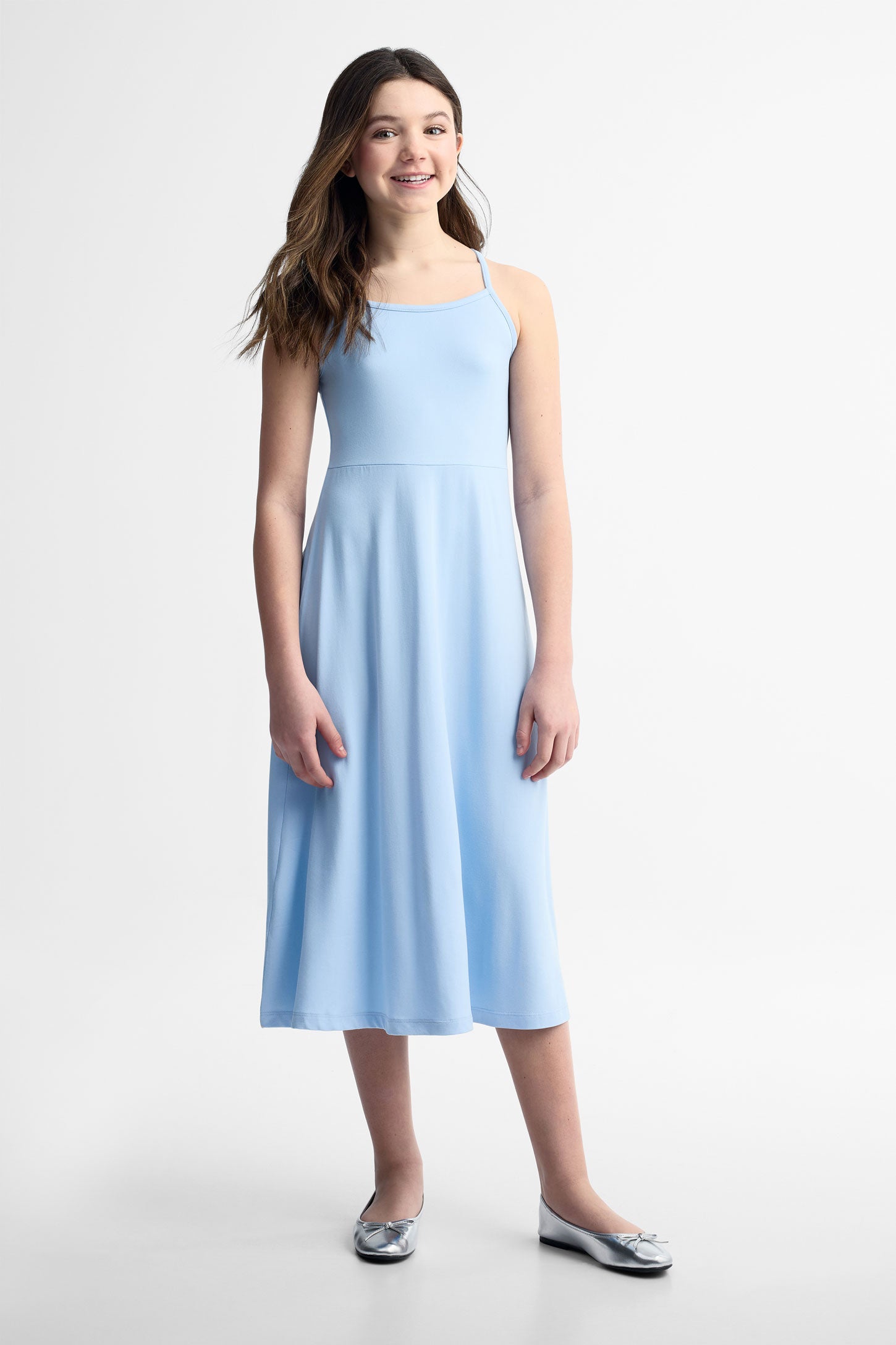 Robe midi en moss - Ado fille && BLEU