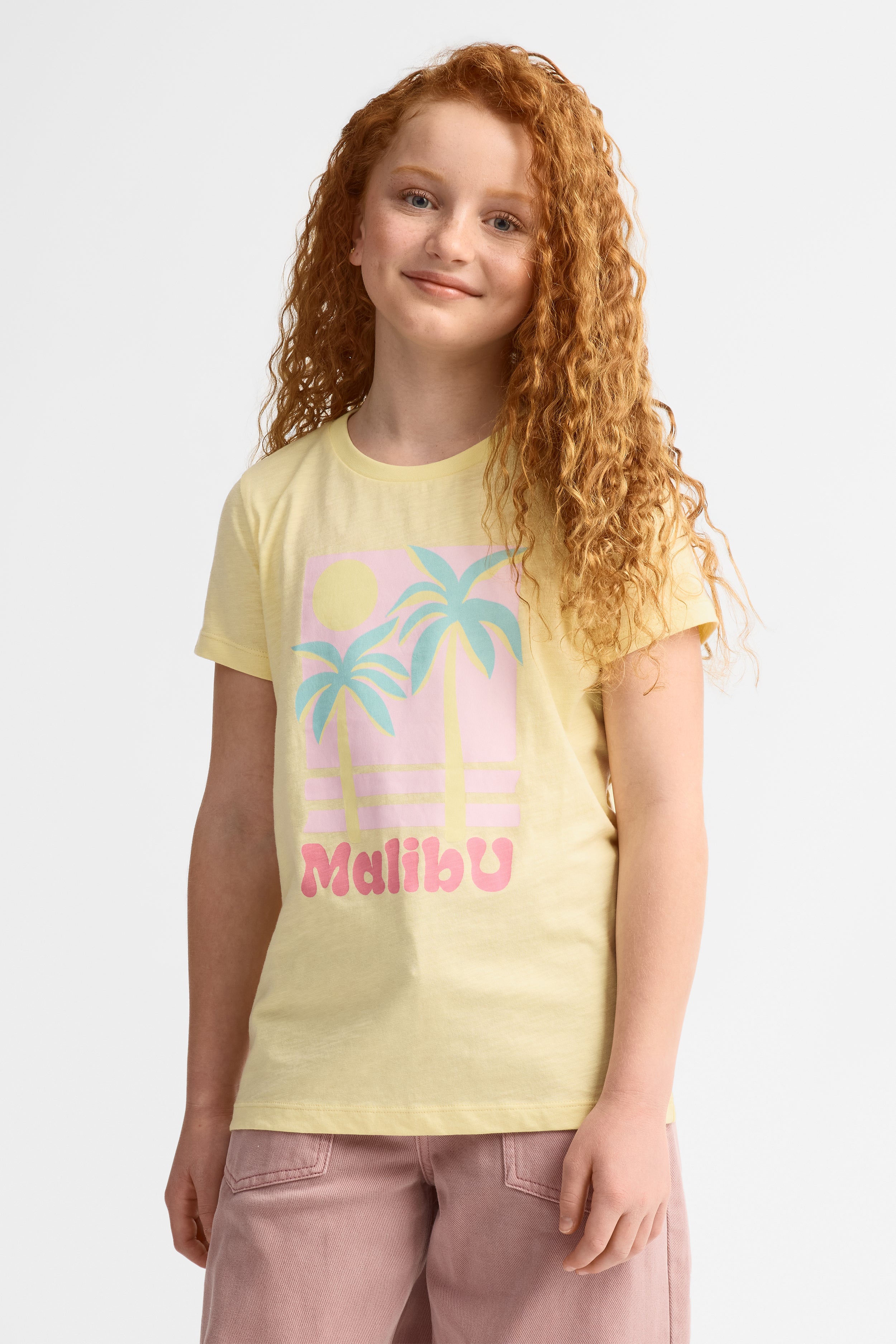 T-shirt col rond coton, 2/25$ - Ado fille && JAUNE