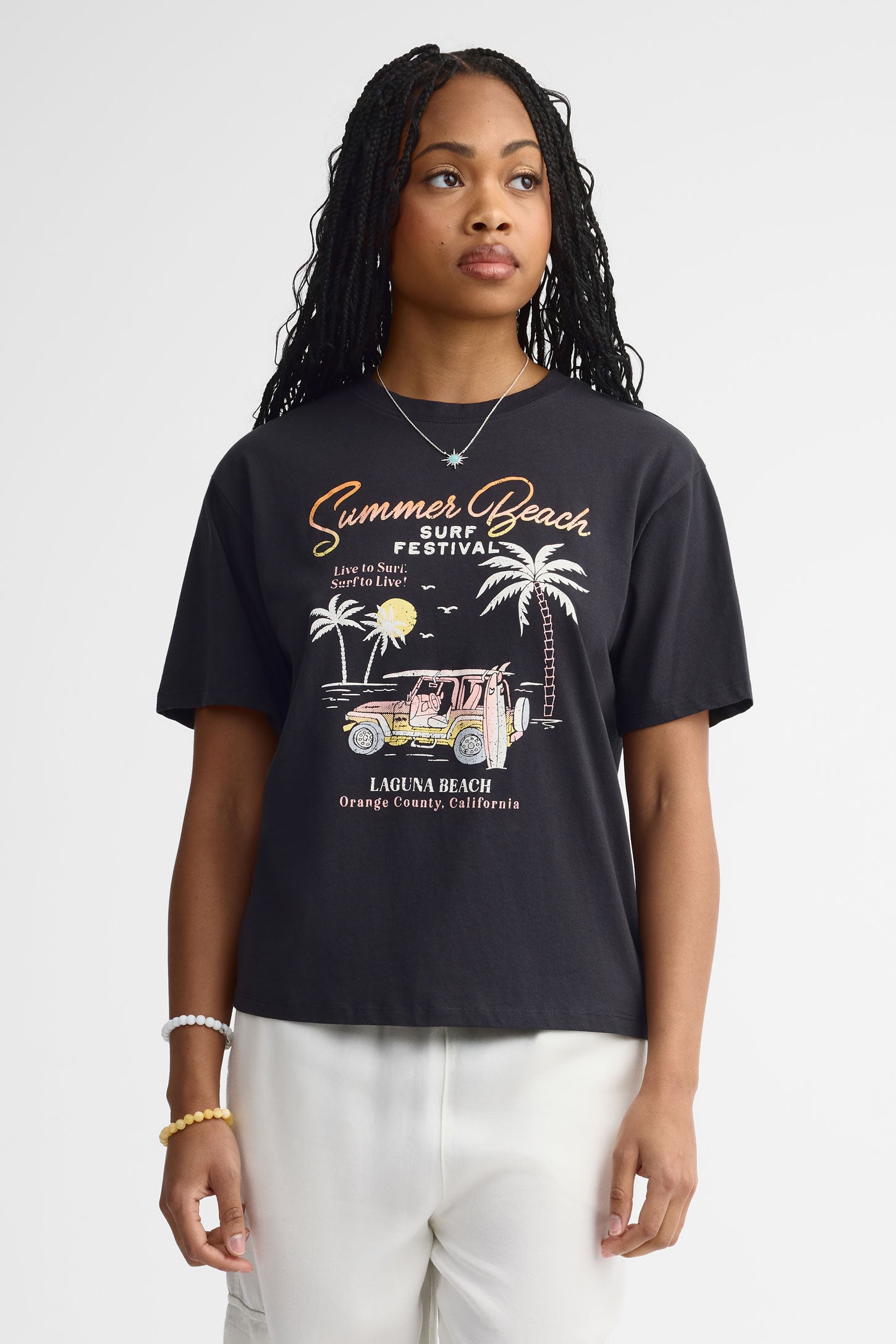 T-shirt coupe ''boyfriend'' - Femme && NOIR