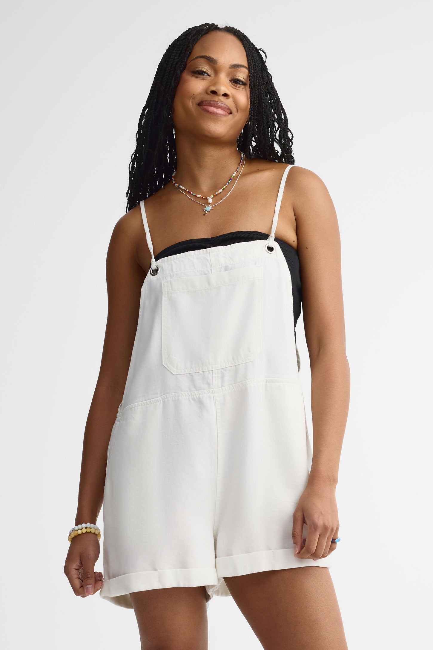 Combi-short ample coton – Femme && BLANC