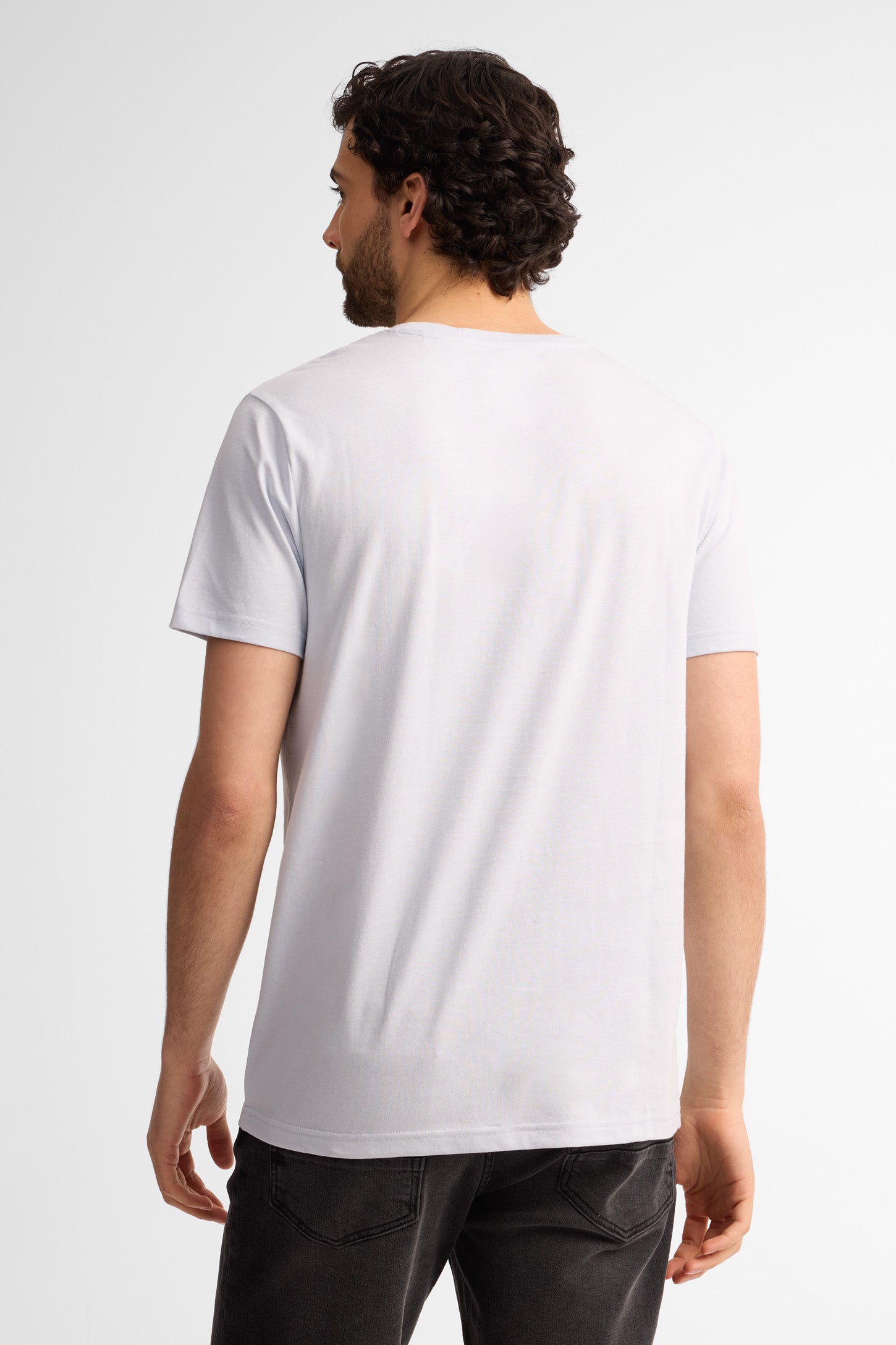 T-shirt col rond coton, 3/25$ - Homme && BLEU PALE