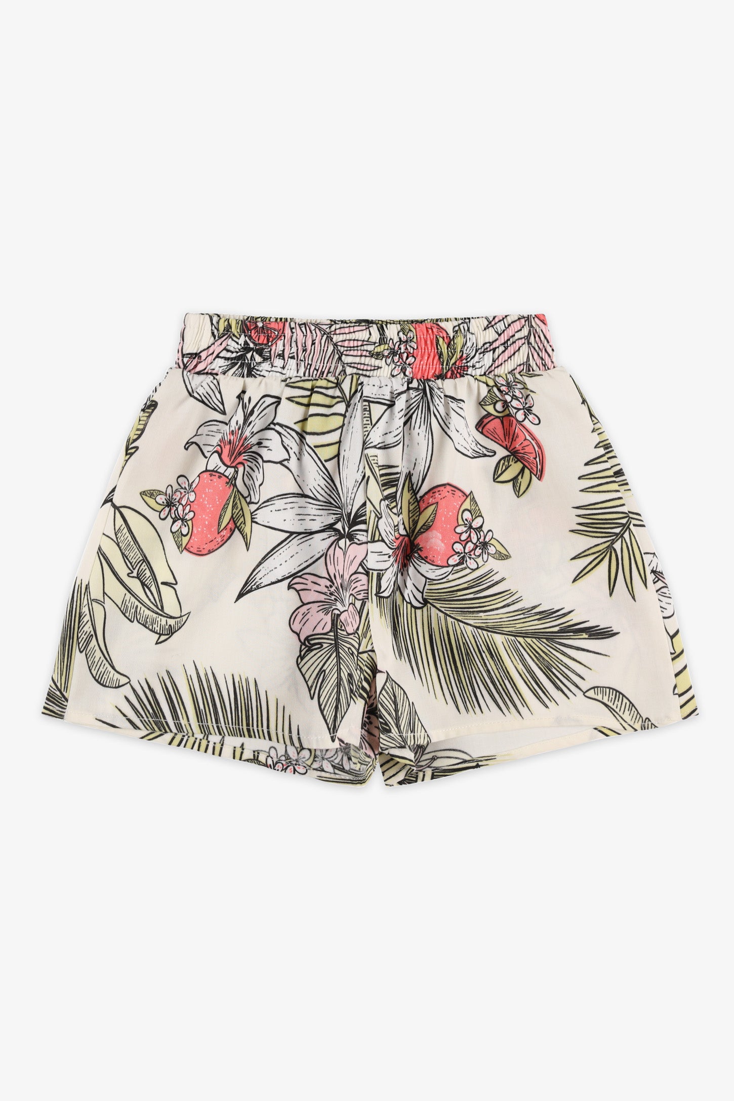 Short taille élastique challis - Enfant fille && JAUNE/MULTI