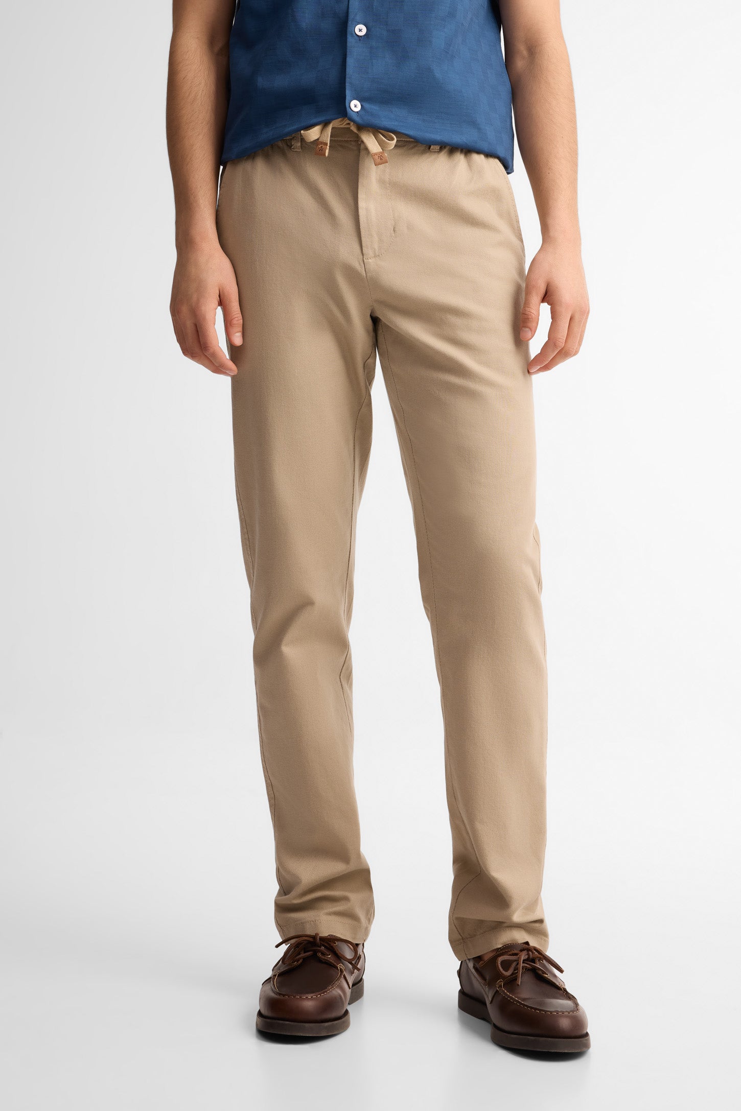 Pantalon taille élastique lin - Homme && TAUPE