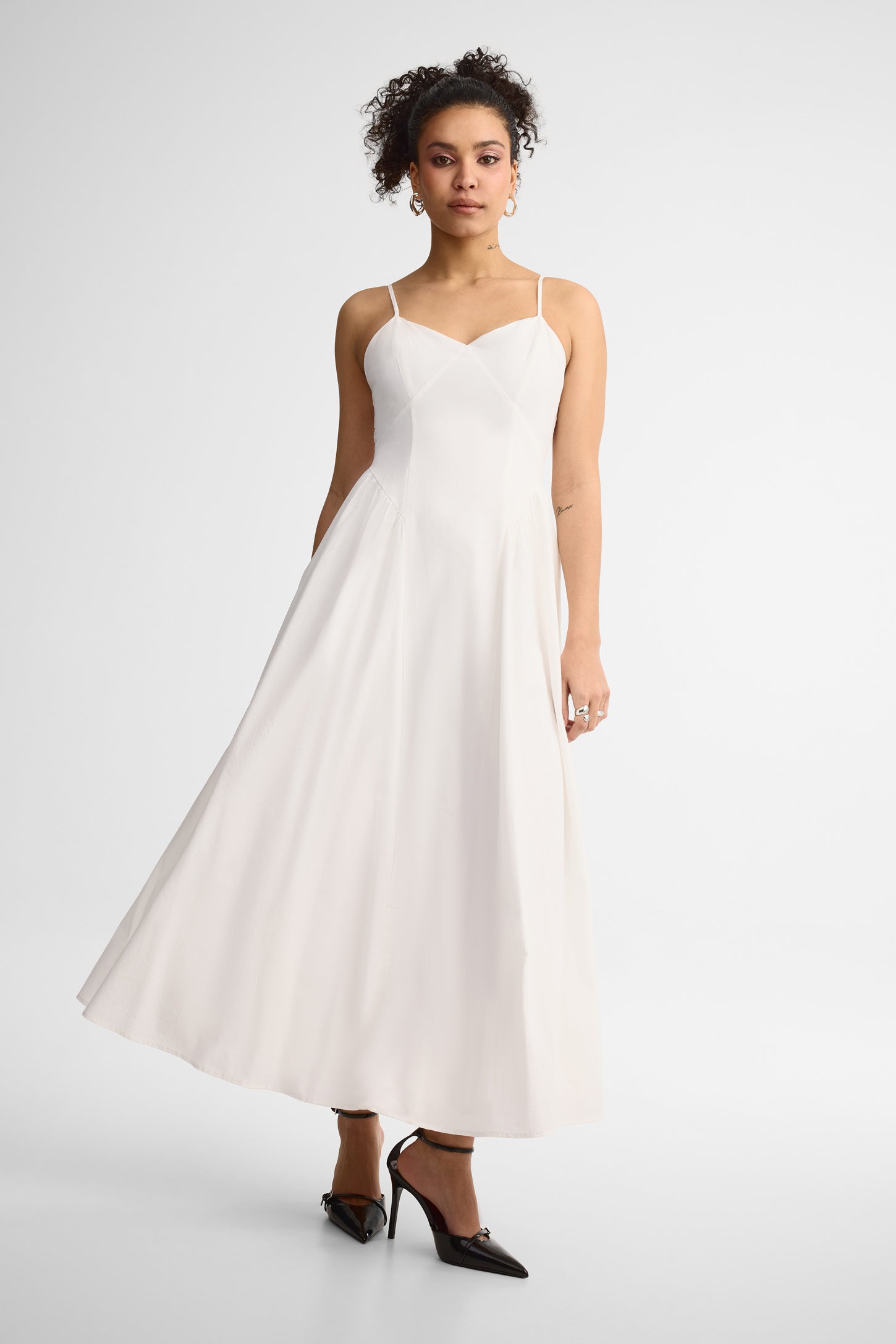 Robe maxi à bretelles coton - Femme && BLANC