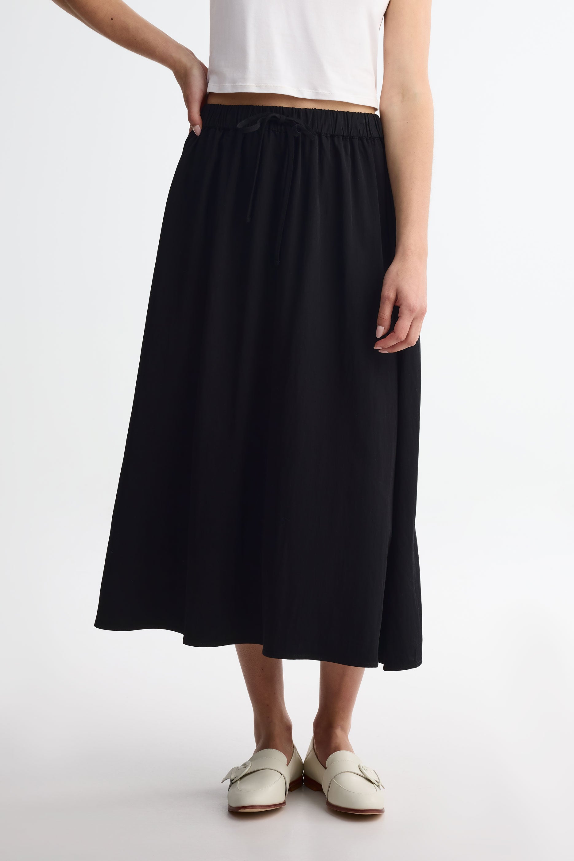 Jupe maxi taille élastique - Femme && NOIR