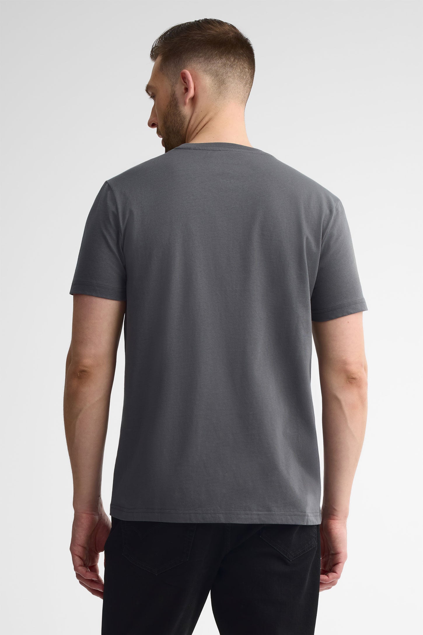 T-shirt col rond coton - Homme && GRIS