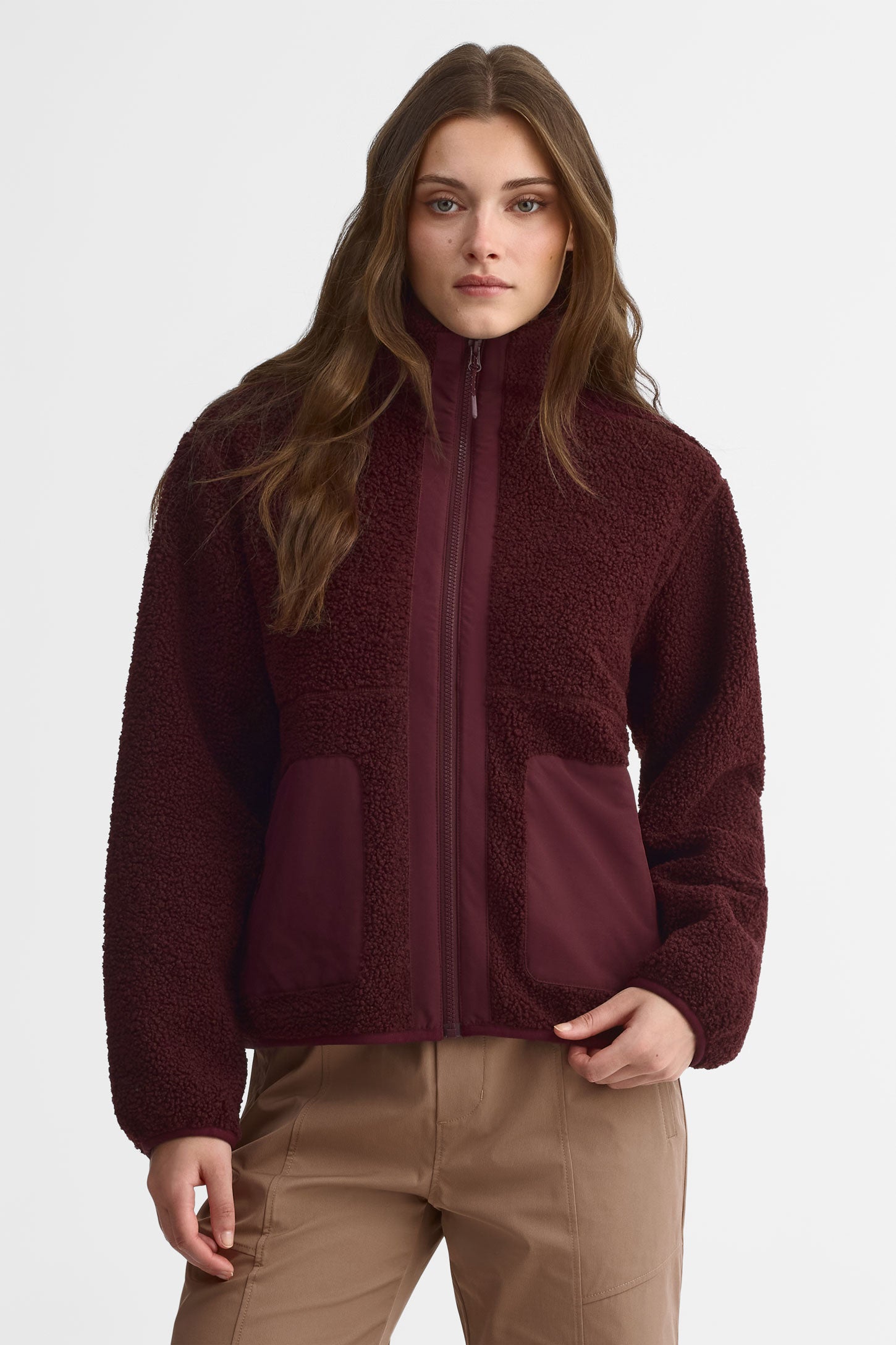 Veste en sherpa - Femme && ROUGE VIN