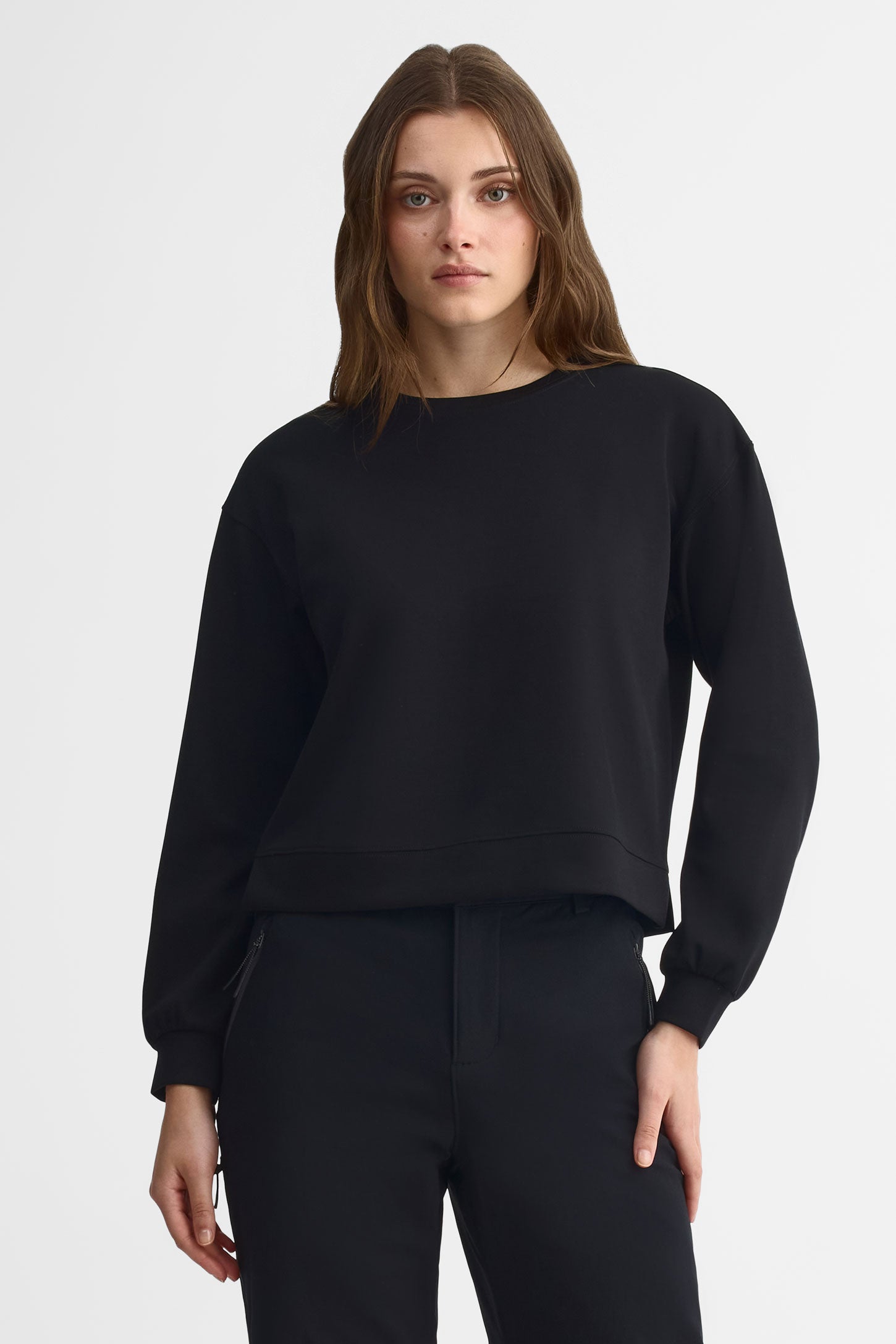 Chandail col rond modal - Femme && NOIR