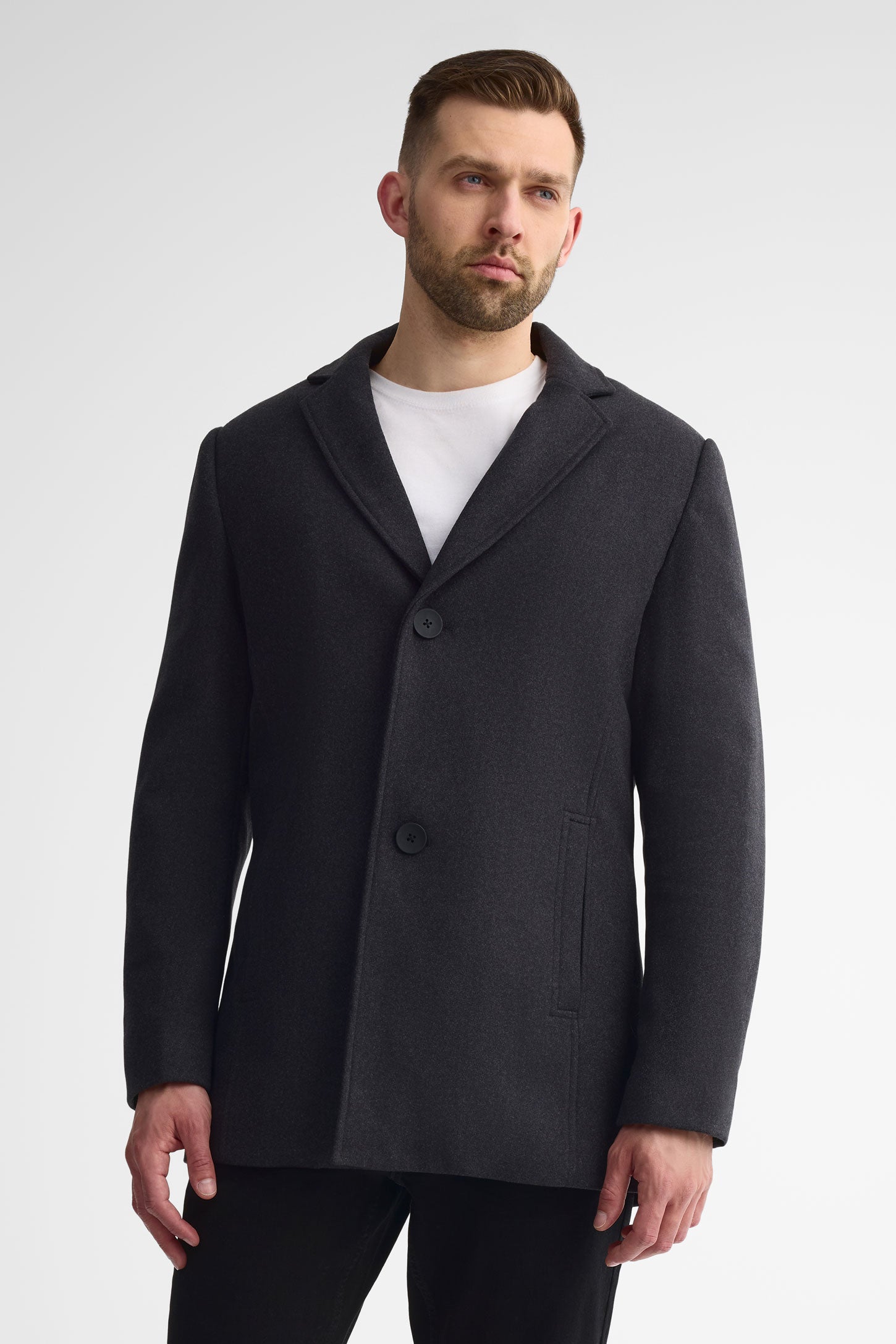 Manteau en lainage veston - Homme && CHARBON MIXTE